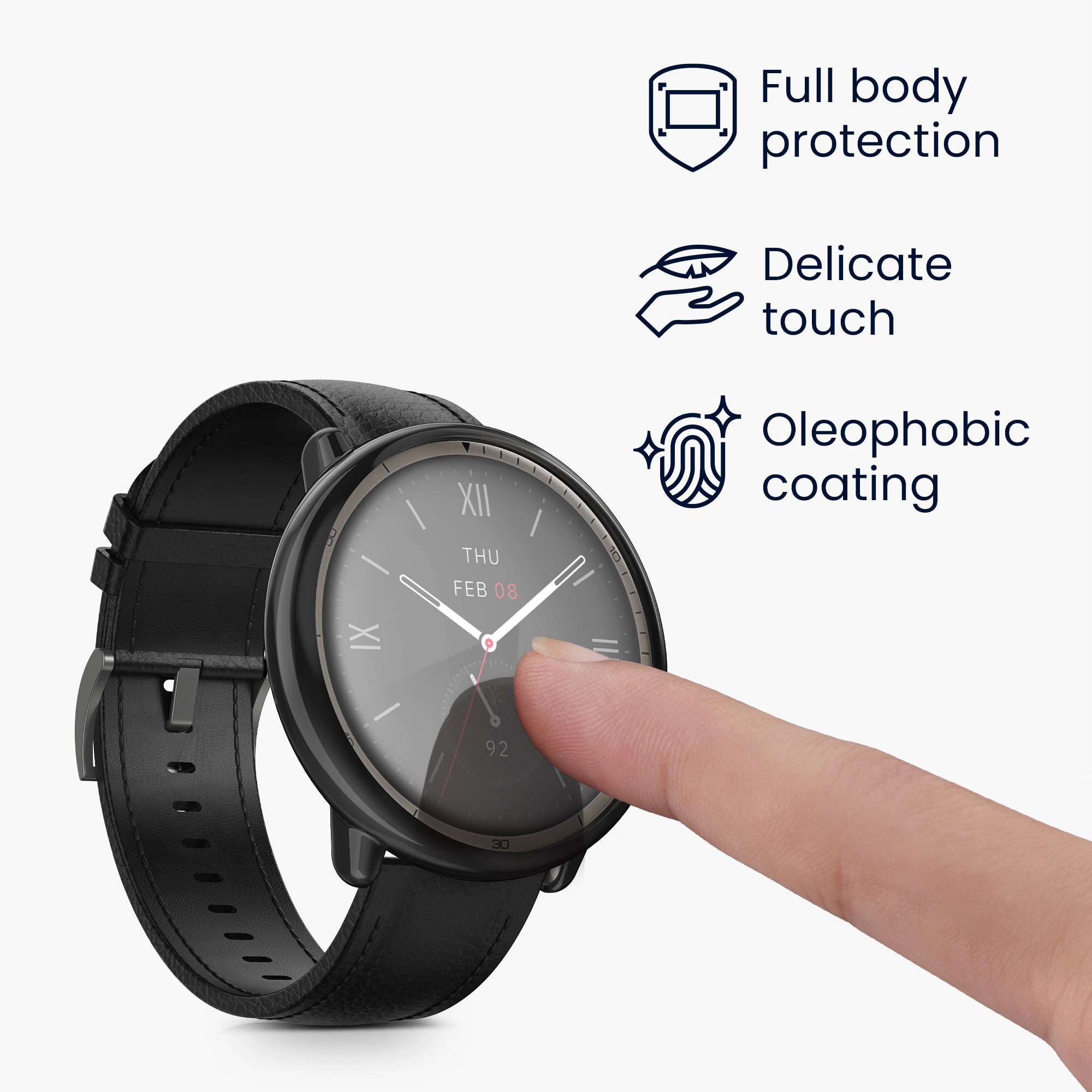 kwmobile 2x Silikon Hülle für Amazfit Active2 (A2437) Smartwatch, 2-tlg., Schutzhülle Fullbody Display Cover Set aus Silikon