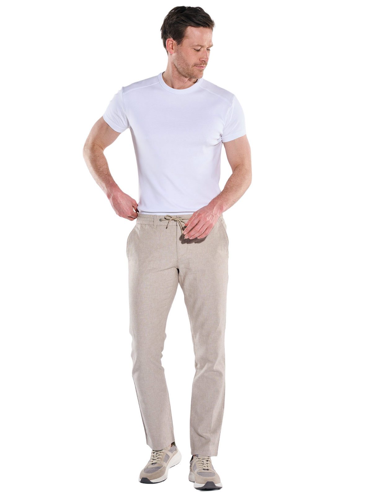 Engbers Chinohose Herren Chino mit Leinenanteil, Braunbeige