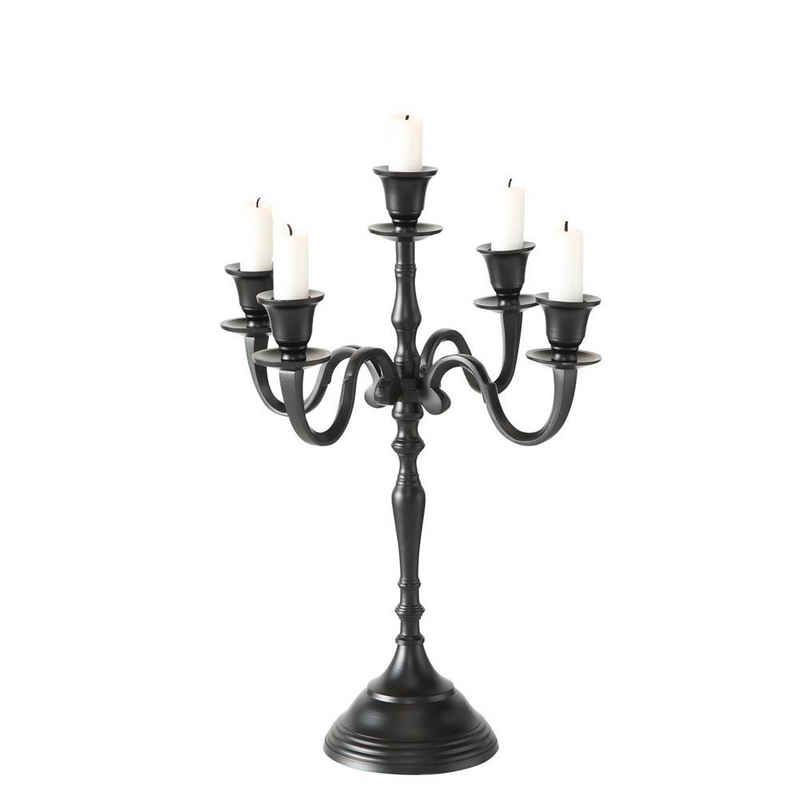 BOLTZE Kerzenständer »Victoria« (Kerzenleuchter, 1 St., für 5 Kerzen), Schwarz Aluminium 40 x 30 cm