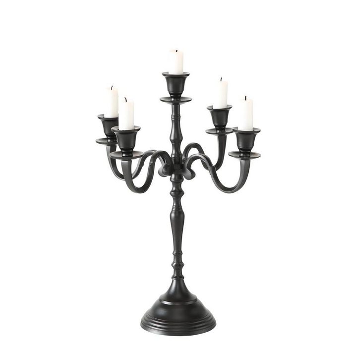 BOLTZE Kerzenständer Victoria (Kerzenleuchter 1 St. für 5 Kerzen) Schwarz Aluminium 40 x 30 cm