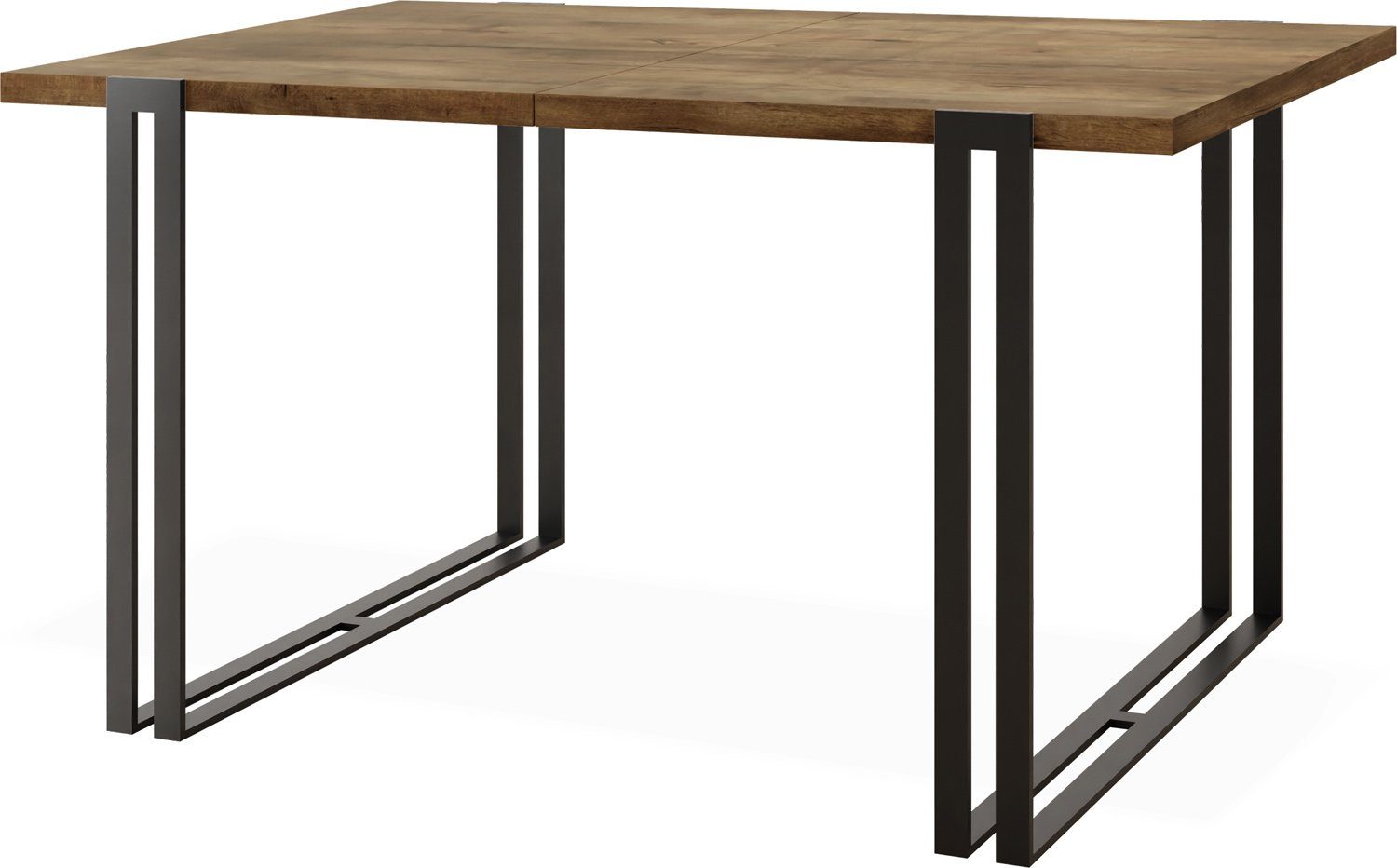 WFL GROUP Esstisch Marco, Tisch im Loft-Stil mit Schwarze Metallbeinen Lefkas Eiche
