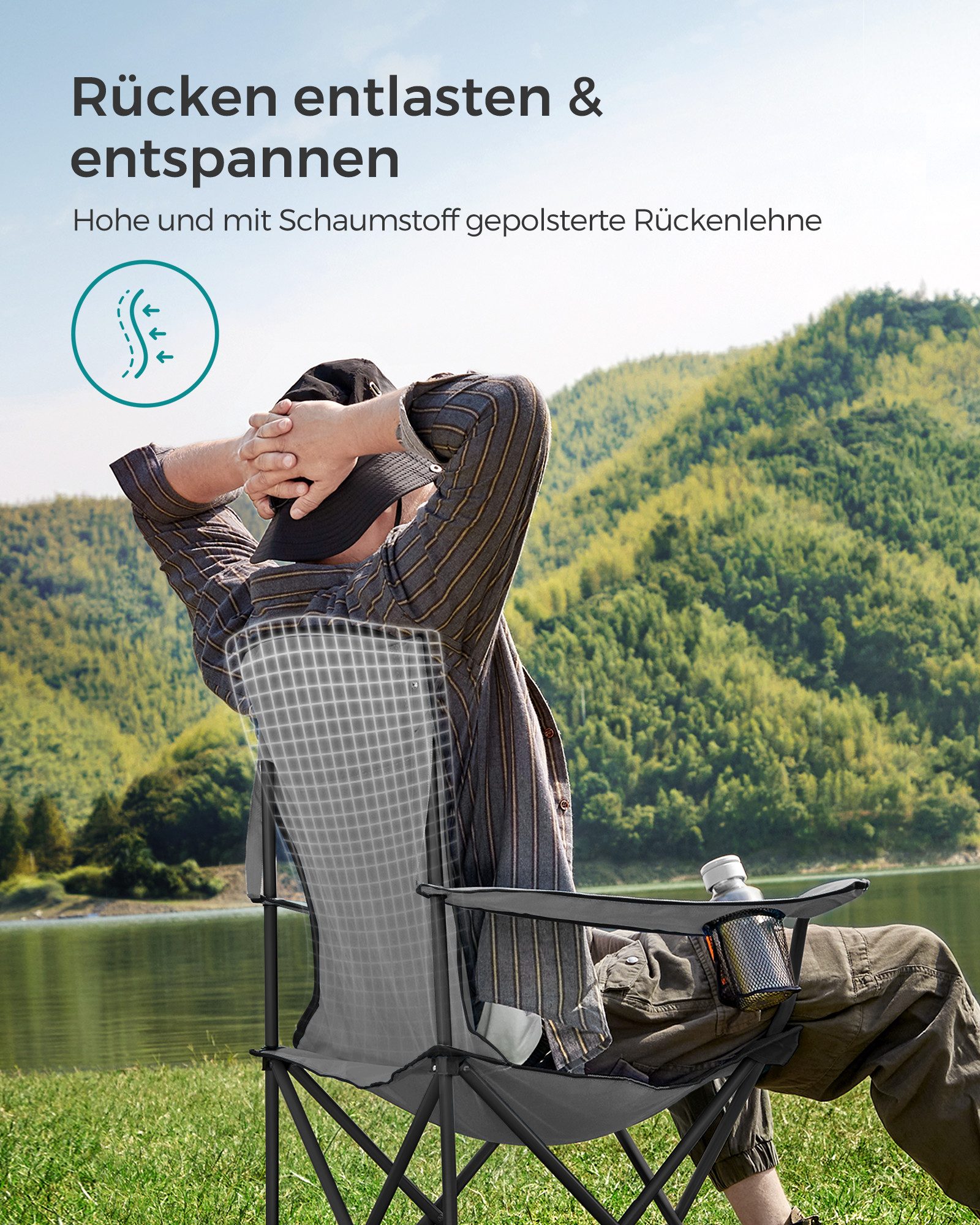 SONGMICS Campingstuhl, Klappstuhl, klappbar, komfortabler mit günstig online kaufen