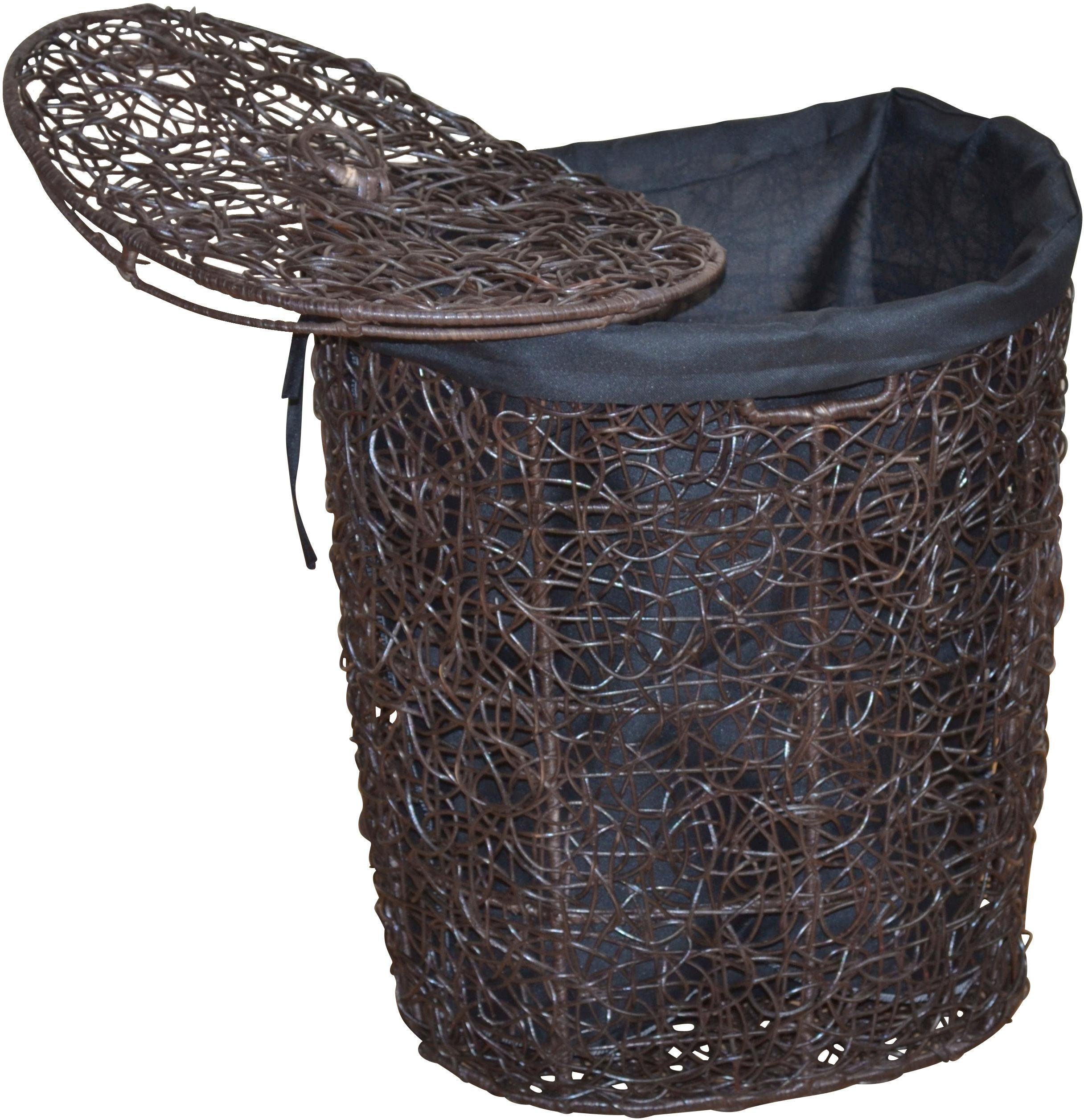 my home Wäschekorb, Rattan-Geflecht, mit Stoffeinsatz günstig online kaufen
