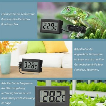 Dedom Aquarienthermometer Elektronisches Mini-Thermometer,wasserdichte Sonde,LCD-Anzeige, Elektronische Digitalanzeige eingebettet,wasserdichte Sonde TPM-10