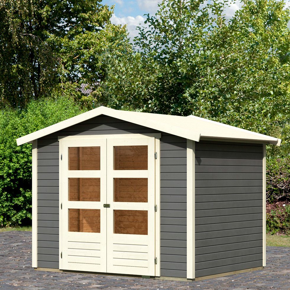 Karibu Gartenhaus Amberg 3, BxT: 272x210 cm, (Set), anthrazit, naturbelassen oder terragrau