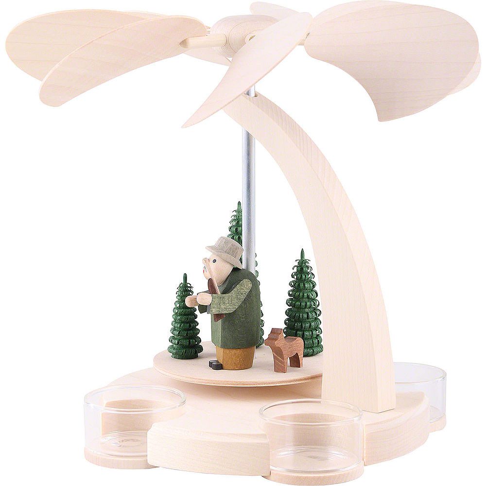Seiffener Volkskunst Weihnachtspyramide 1-stöckige Bogenpyramide Waldmotiv (18cm) von Seiffener Volkskunst