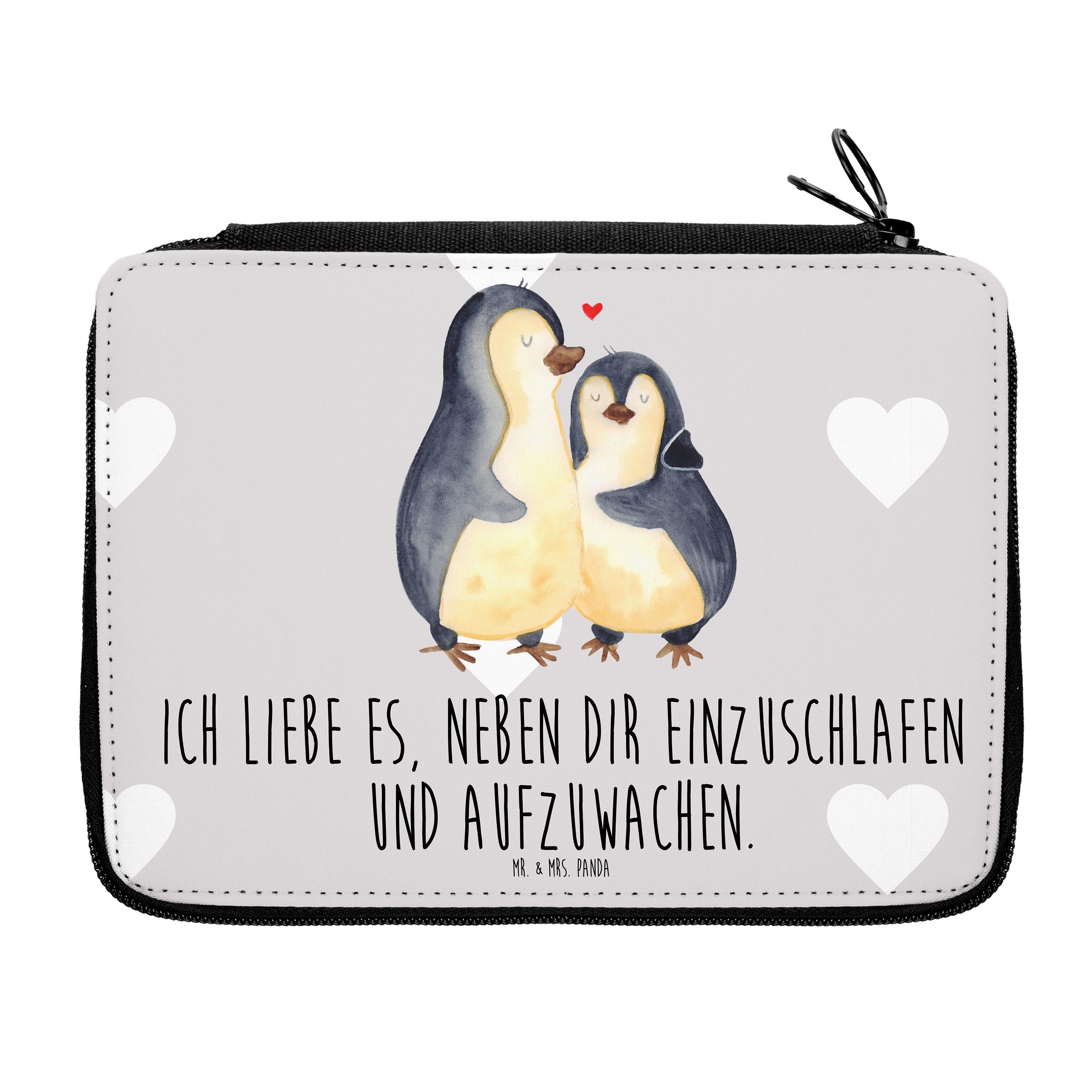 Mr. & Mrs. Panda Federmäppchen Pinguine Einschlafen - Grau Pastell - Geschenk, Valentinstag, Liebe, (1-tlg)