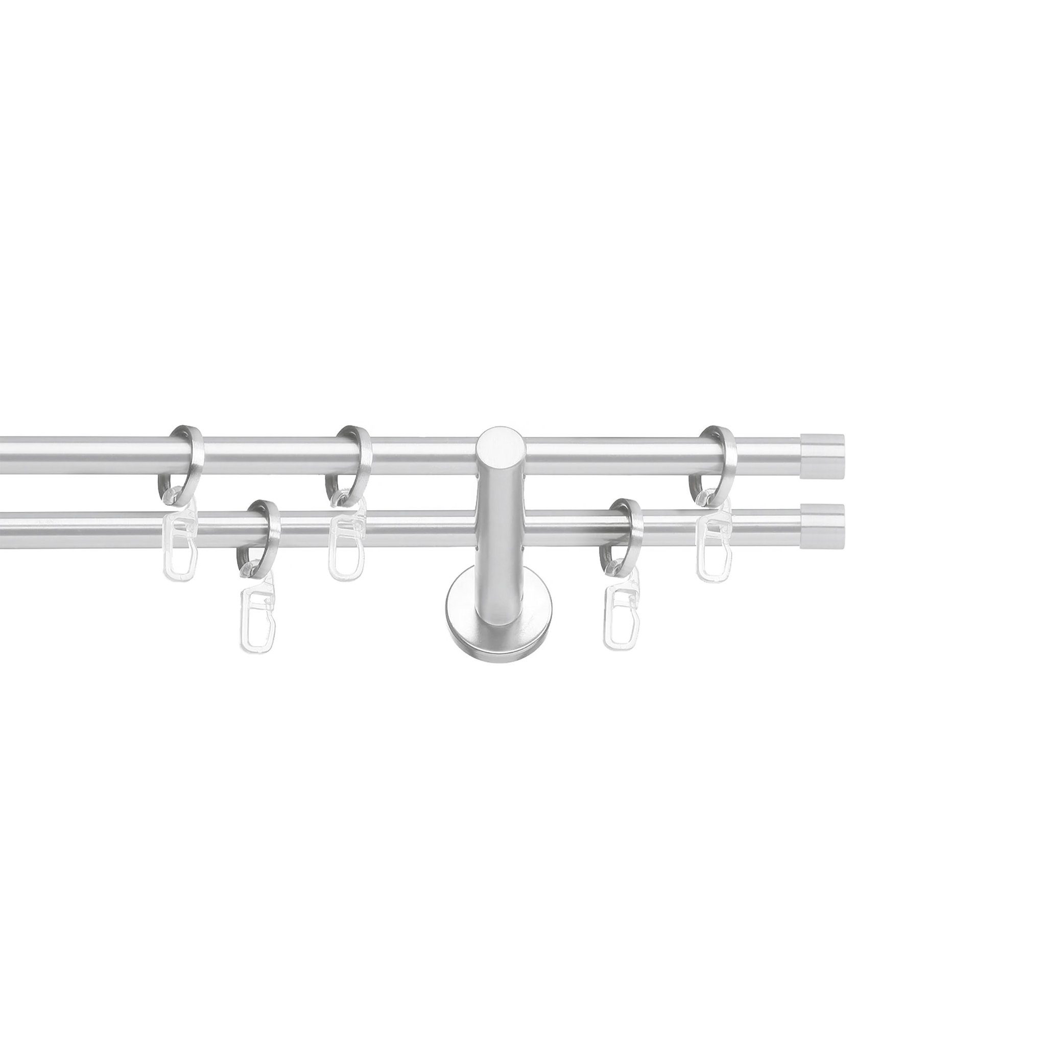 Gardinenstange Stilgarnitur Zug, 2-lauf, SN DECO GROUP, Ø 25 mm, Fixmaß, Verschraubt, Komplettset mit Ringen, Vorhangstange
