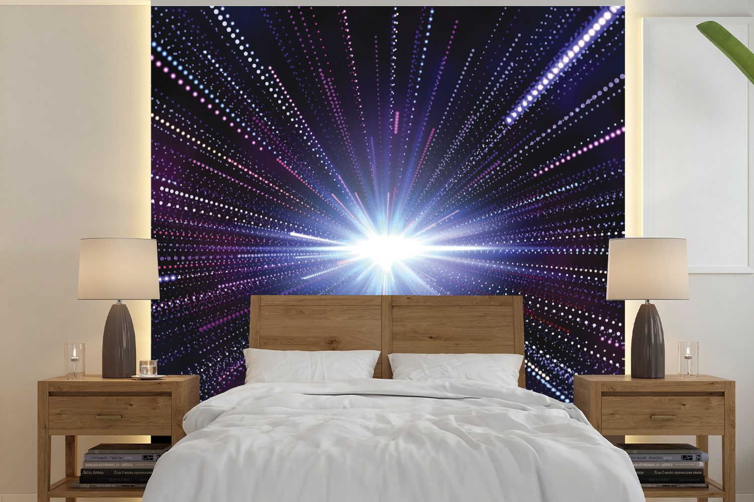 MuchoWow Fototapete Eine Illustration eines Sterns in der Milchstraße, Matt, bedruckt, (5 St), Vinyl Tapete für Wohnzimmer oder Schlafzimmer, Wandtapete