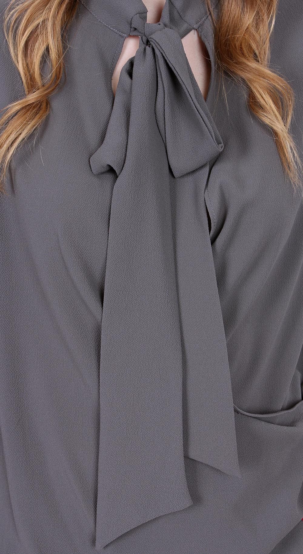 Sarcia.eu Blusentop John Zack Elegante, graue Bluse mit Schnürung S