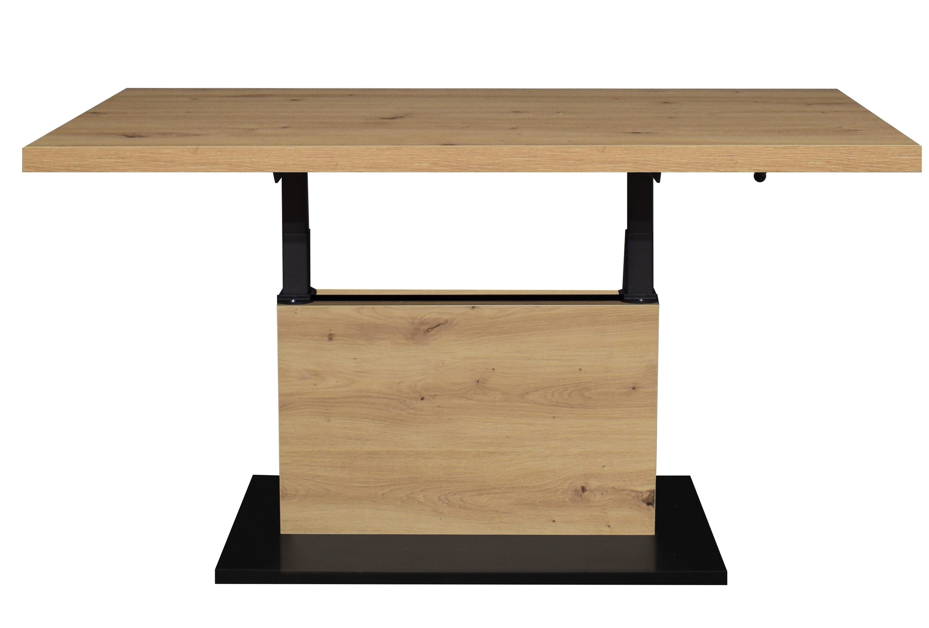 freiraum Couchtisch Lift, höhenverstellbar, Asteiche Dekor / schwarz - 120x49/68x70cm (BxHxT)