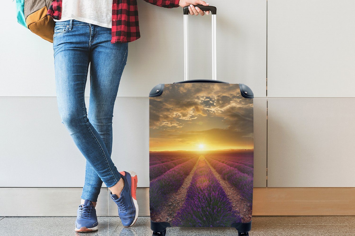 Reisekoffer Lavendel Handgepäckkoffer für Frankreich rollen, MuchoWow mit Trolley, Handgepäck Rollen, Ferien, Sonne, 4 - Reisetasche -