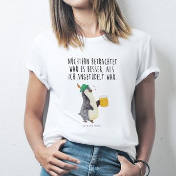 Mr. & Mrs. Panda T-Shirt Pinguin Bier - Weiß - Geschenk, Herrn, Party, Bierchen, Tshirt, Männe (1-tlg)