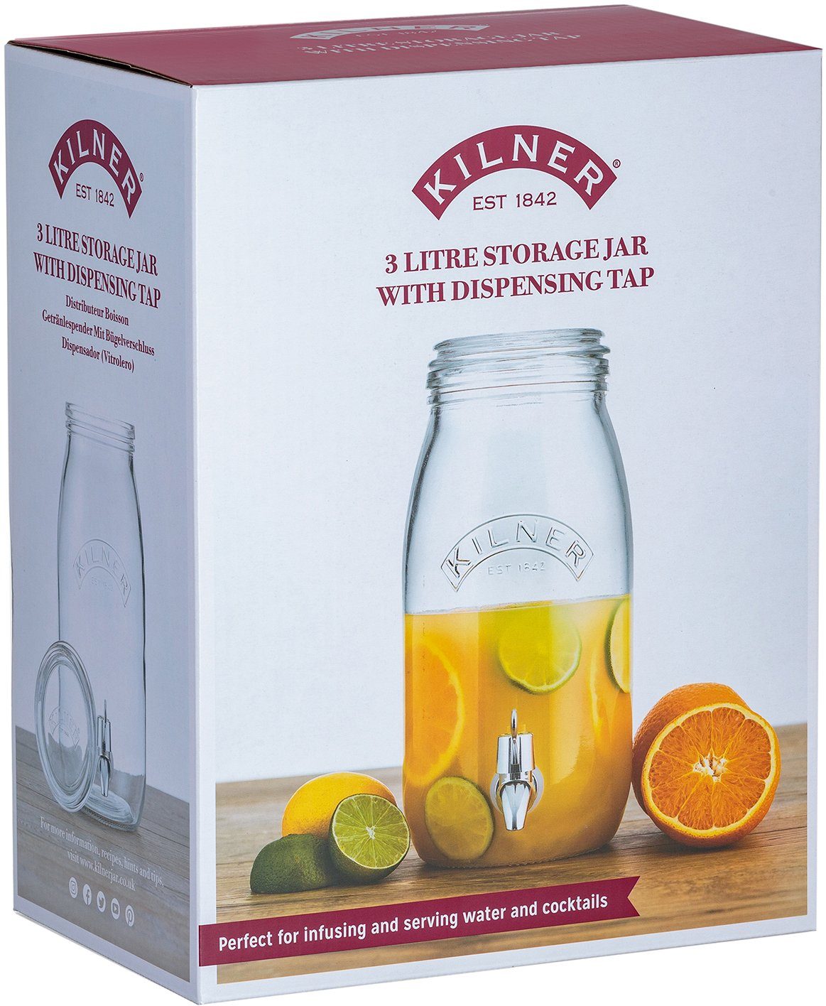 KILNER Getränkespender ., für gekühlte Getränke mit leichtgängigem Zapfhahn, 3 Liter