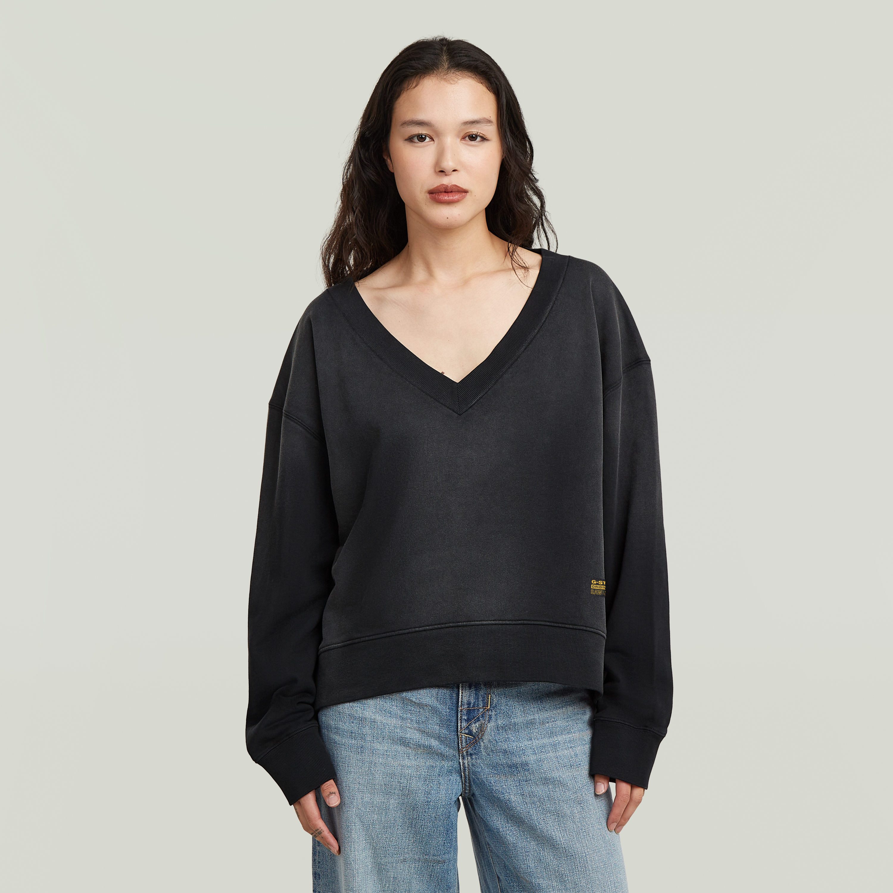 G-STAR Sweatshirt Sun faded V-Neck Loose Wmn mit V-Ausschnitt