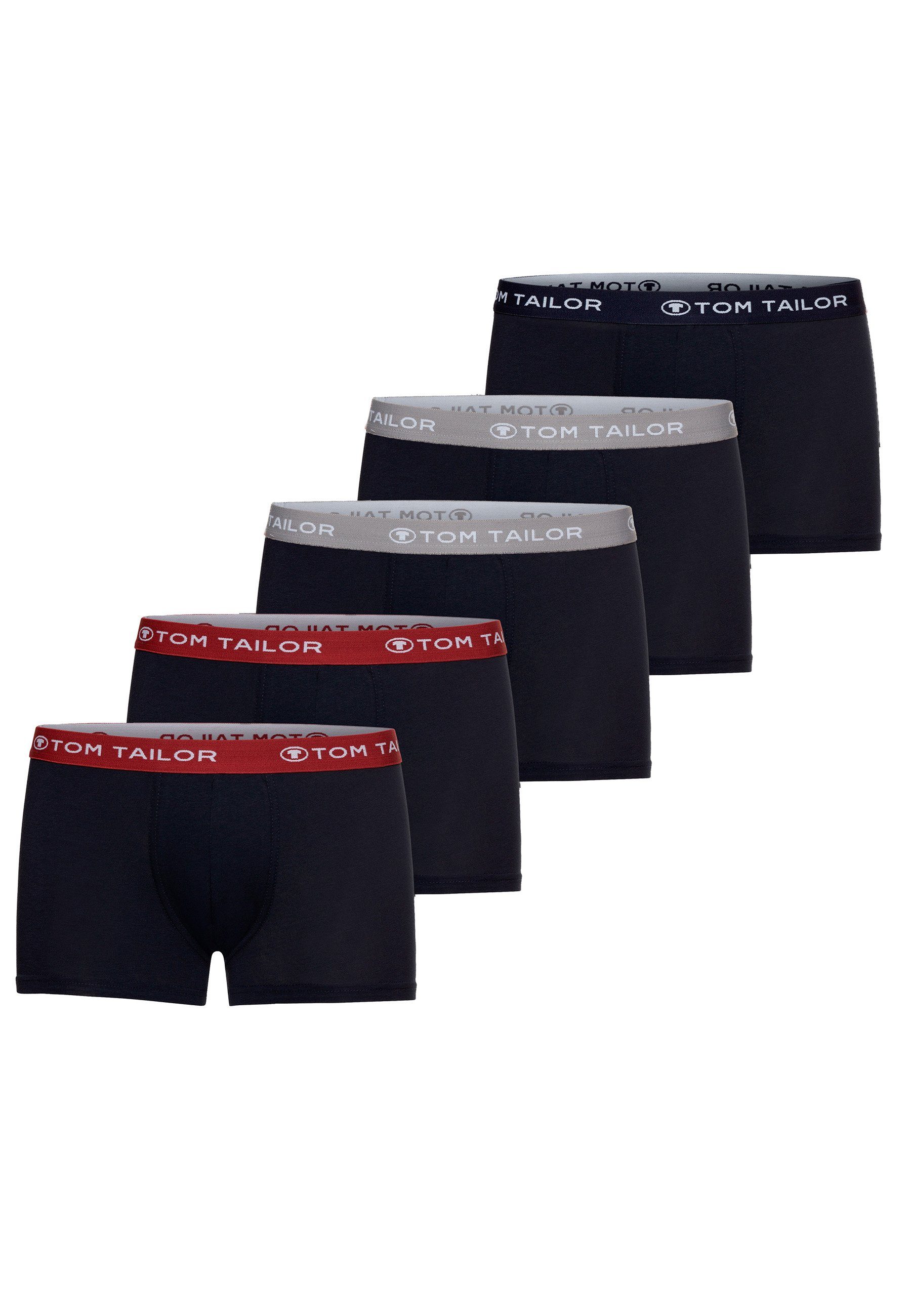 TOM TAILOR Boxershorts TOM TAILOR Herren Hip Pants blau uni 5er Pack (5-St) günstig online kaufen