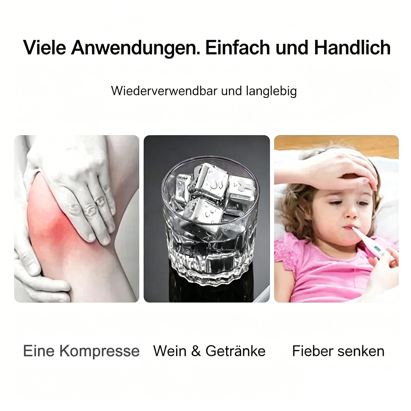 MOPUEA Eiswürfelform 8 Edelstahl Eiswürfelform Whisky Steine Wiederverwendbar Set, (Barzubehör-Set), Lebensmittelecht, rostfrei, wiederverwendbar, geschmacksneutral