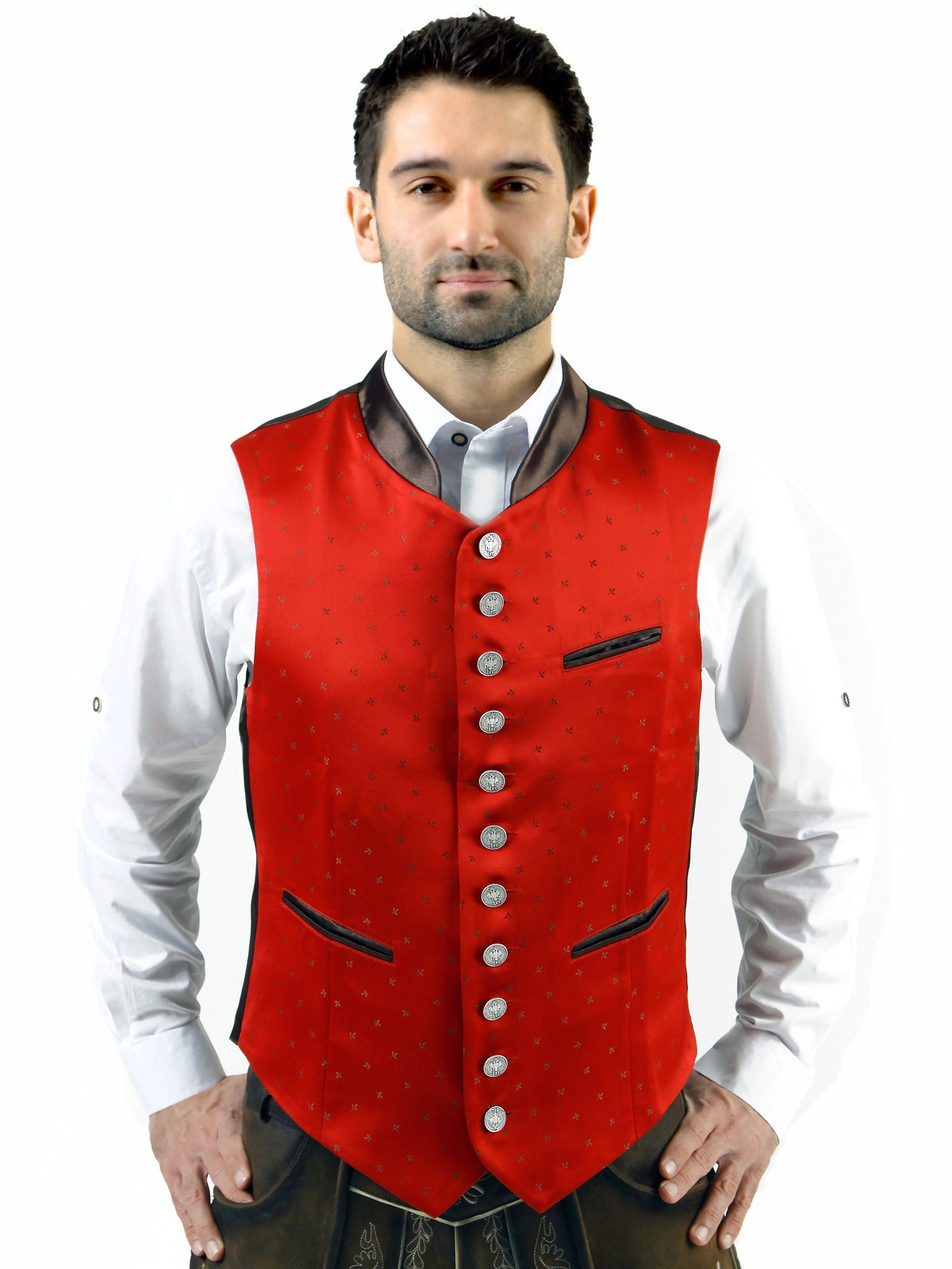 Almbock Trachtenweste Trachtengilet Lorenz (1-tlg) rot (exklusiv)