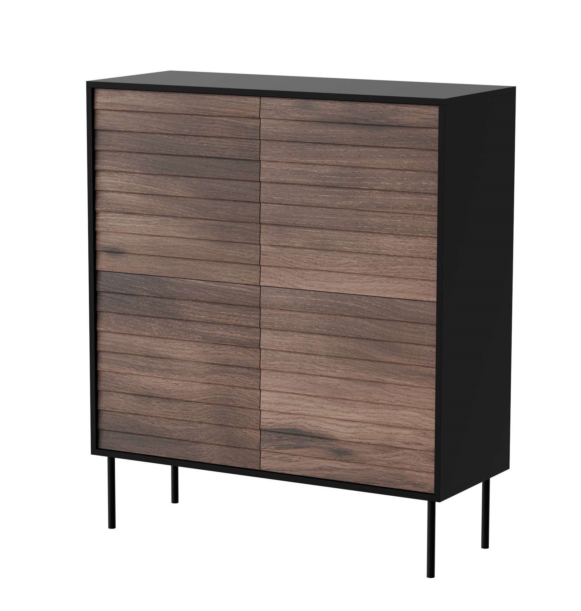 99rooms Kommode Corn (Sideboard, Highboard), mit 4 grifflosen Türen, aus Holzwerkstoff, Metall Füße