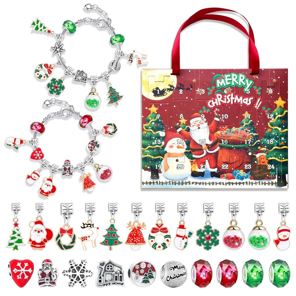 Dekorative Armband Weihnachten Weihnachten 2024 Adventskalender Kinder Geschenk Geschenk, (24-tlg), Adventskalender DIY Kinder Adventskalender für