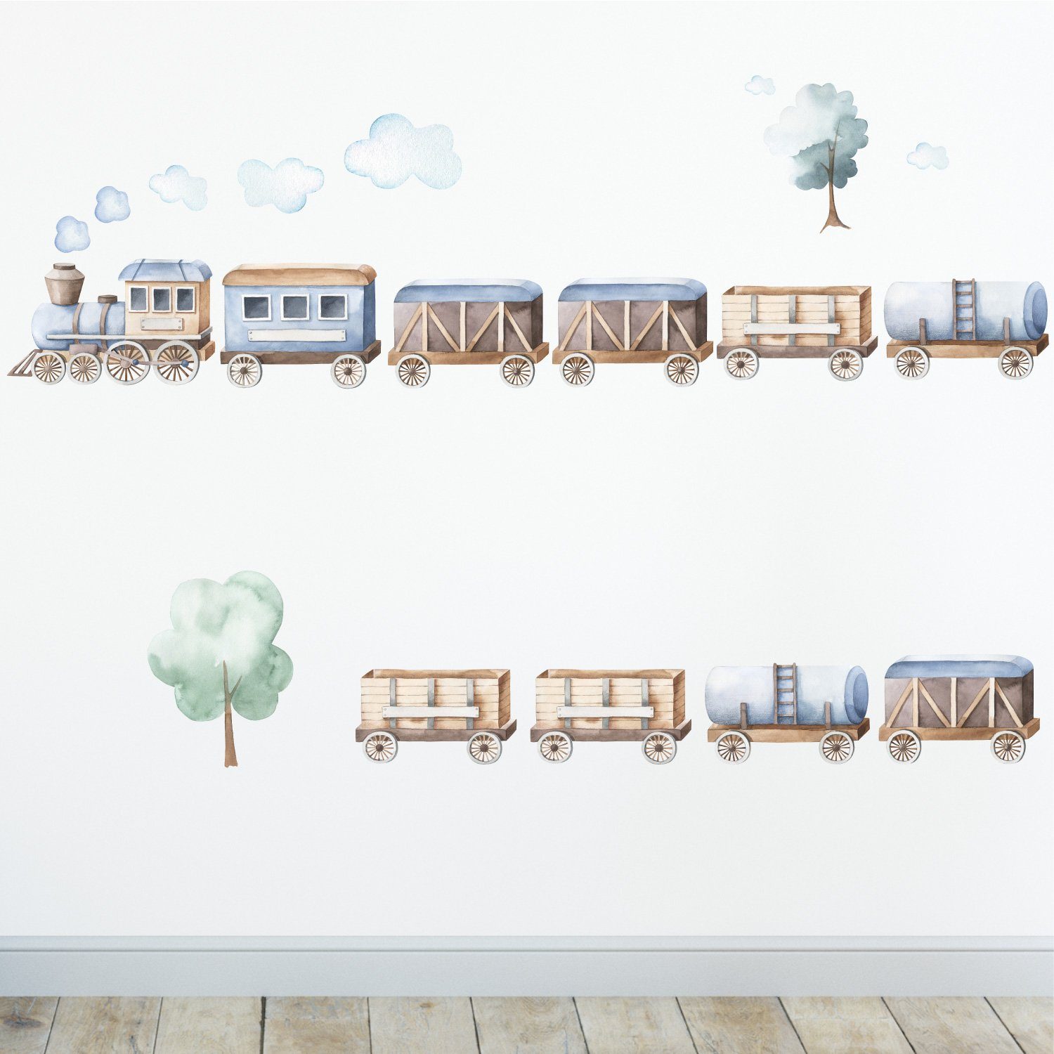 Sunnywall Wandtattoo Zug blau Wandsticker Wandtattoo (3 St), konturgeschnit günstig online kaufen