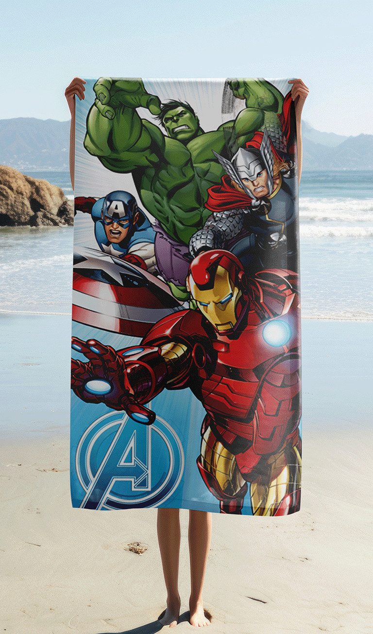 Jerry Fabrics Handtücher Marvel Avengers Duschtuch Badetuch Strandtuch 70x140cm 100% Baumwolle, (1 Duschtuch, 1-St), Langlebig