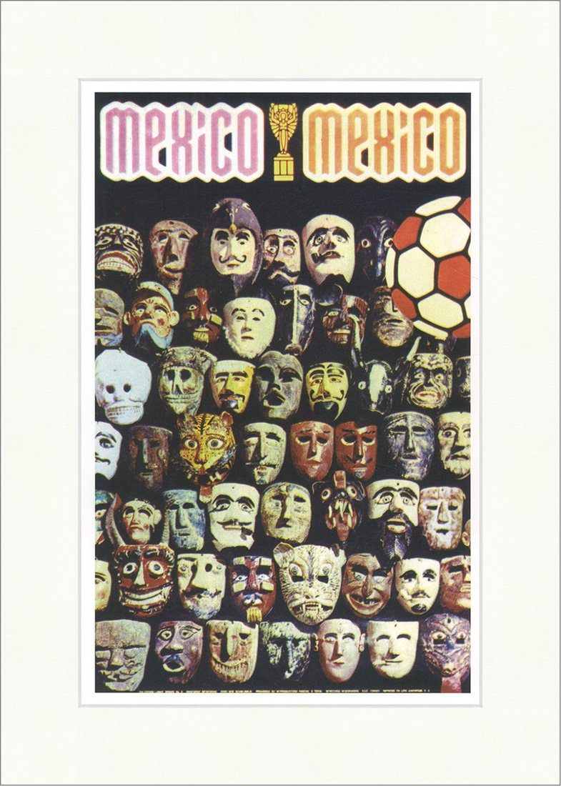 BillerAntik Kunstdruck Poster for the World Cup Mexico Masken Fussball WM Kunstdruck Plakatwe, (1 St)