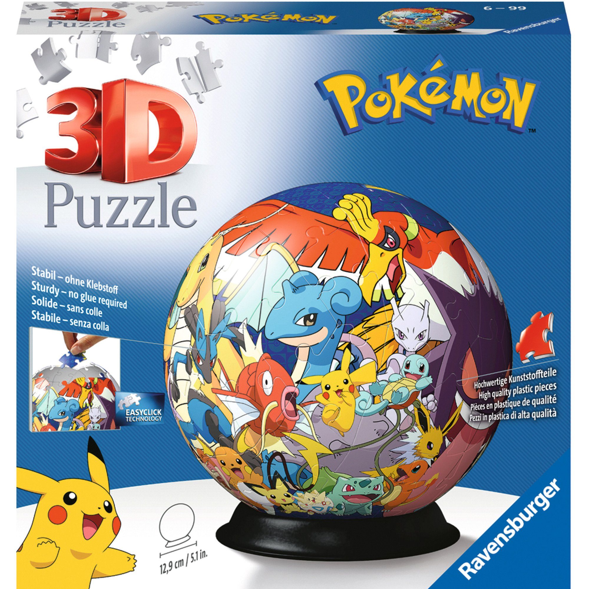 Ravensburger Puzzle Ravensburger 3D Puzzle-Ball Pokémon, 72 Puzzleteile