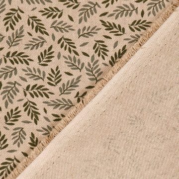Vorhang SCHÖNER LEBEN. Vorhang Leaf Scandi Mini-Blätter natur grün 245cm, SCHÖNER LEBEN., Smokband (1 St), blickdicht, Kunstfaser, handmade, made in Germany, vorgewaschen
