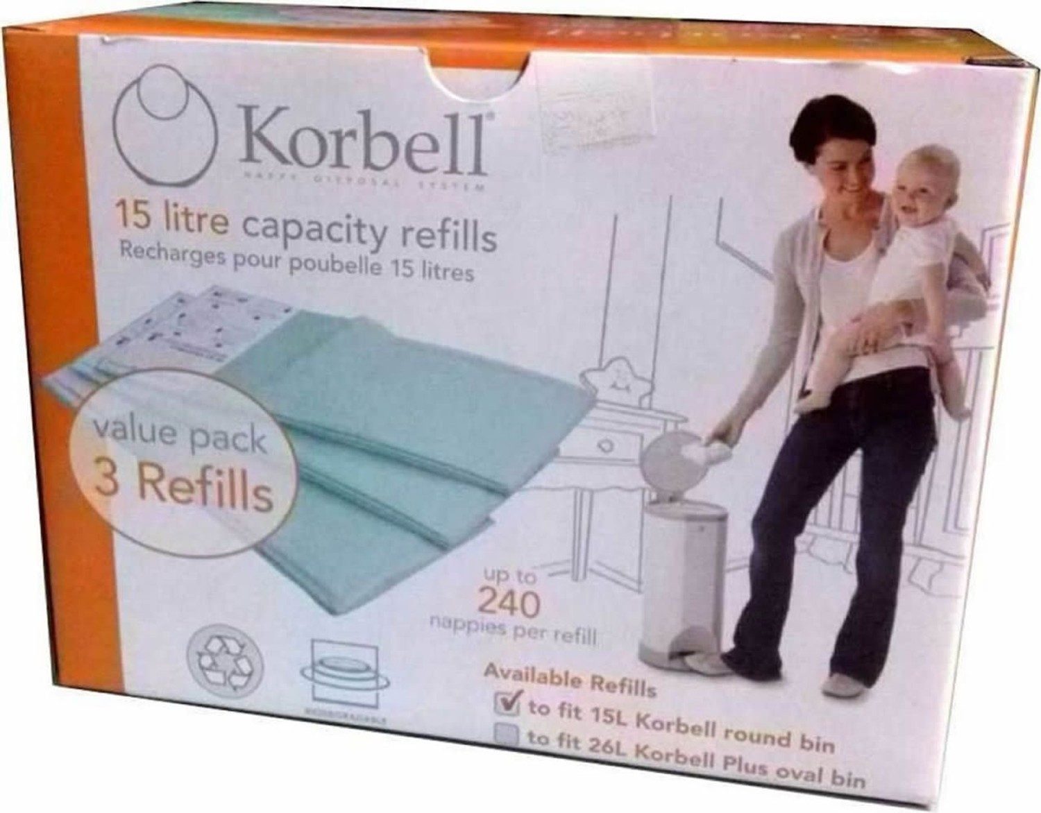 Korbell Windeleimer Nachfüllkassette 15l