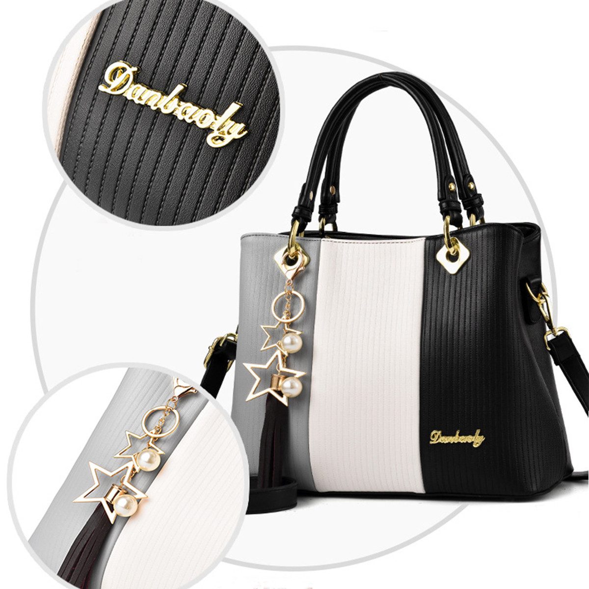 XDeer Shopper Damen Schultertasche Henkeltasche Stylish Verstellbarer Riemen, Große Tote Bag Patchwork Satchel Umhängetasche