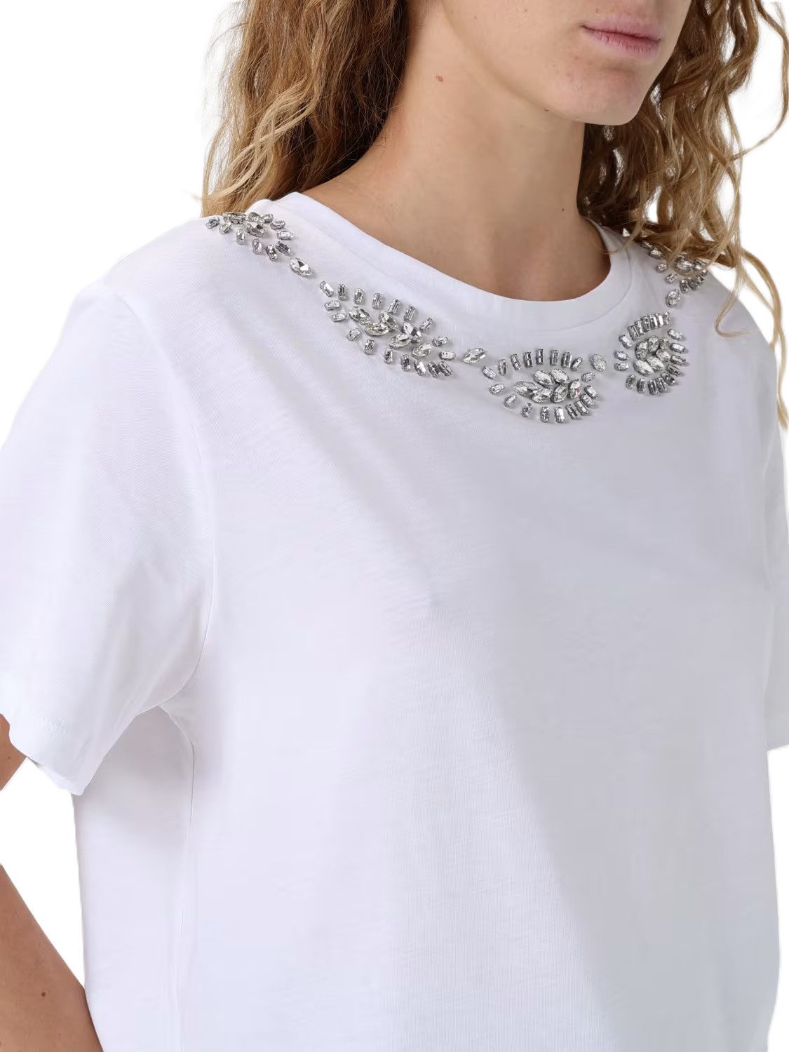 Liu Jo Kurzarmshirt ? Damen T-Shirt mit Strass ? Glamour Shirt aus Baumwolle ? Rundhals Ku