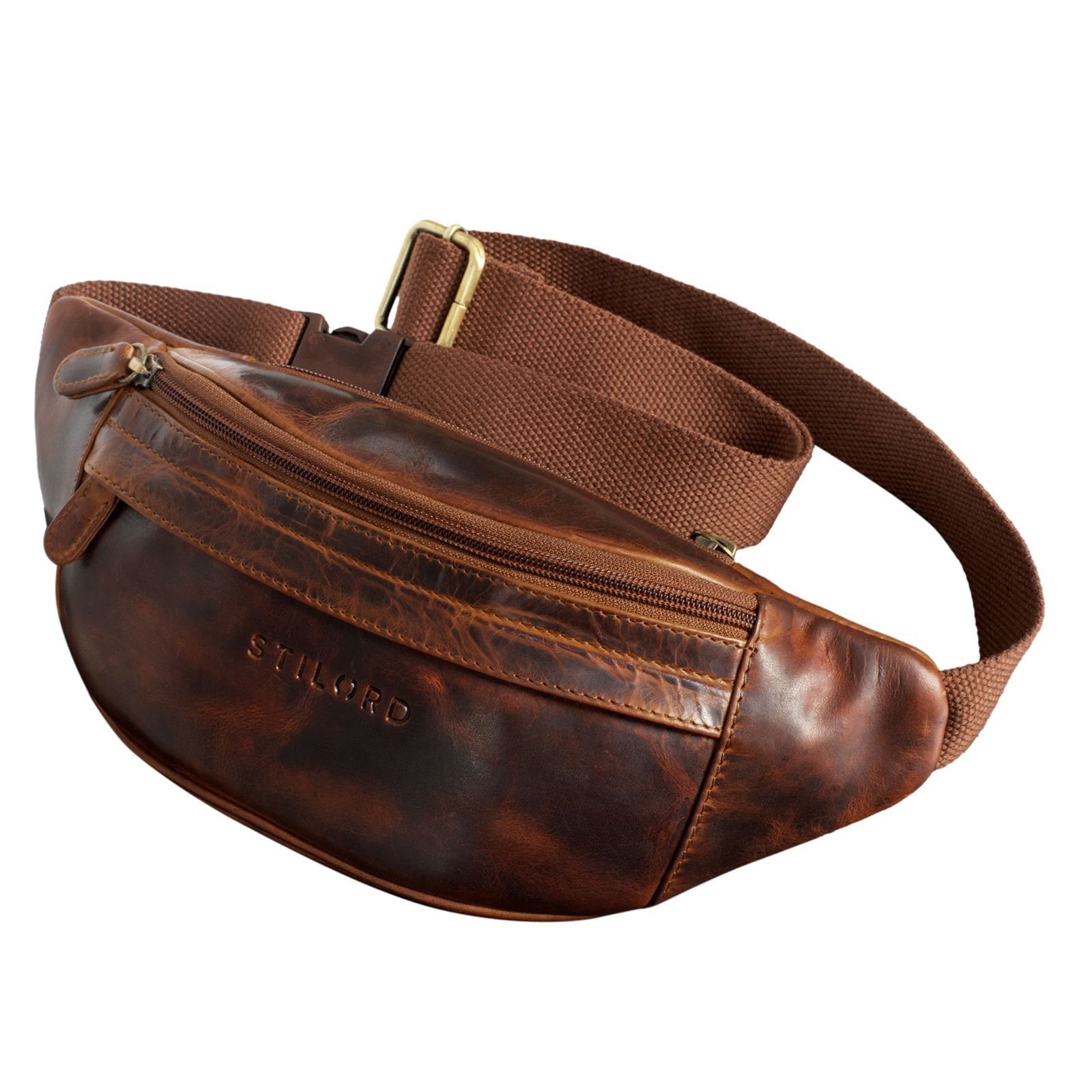 STILORD Gürteltasche "Terry" Bauch Tasche Leder kara - cognac