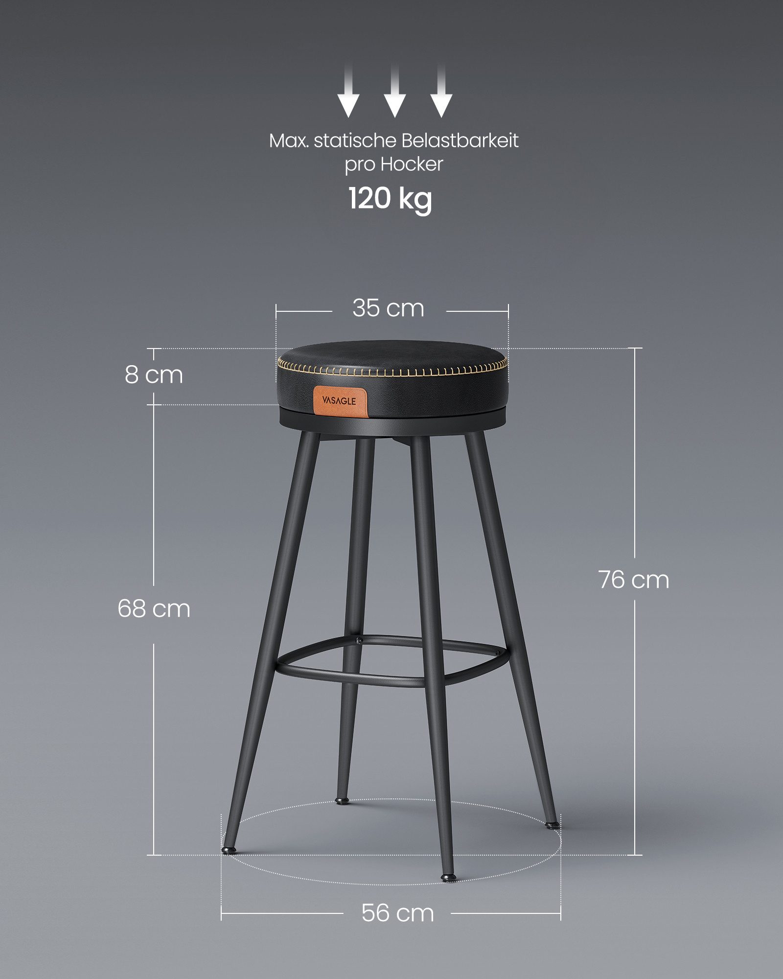 VASAGLE Barhocker (Set, 2er), drehbar, Kunstleder, günstig online kaufen