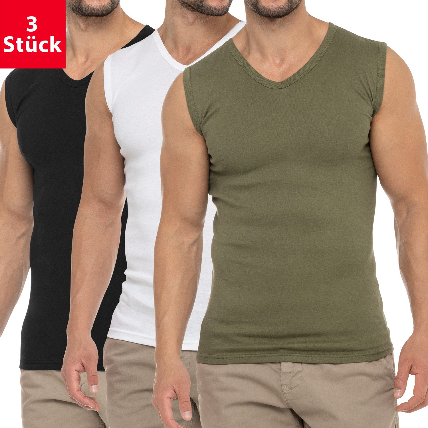 celodoro Unterhemd Herren Business Muskelshirt V-Neck (3er Pack) Muscle Shirt