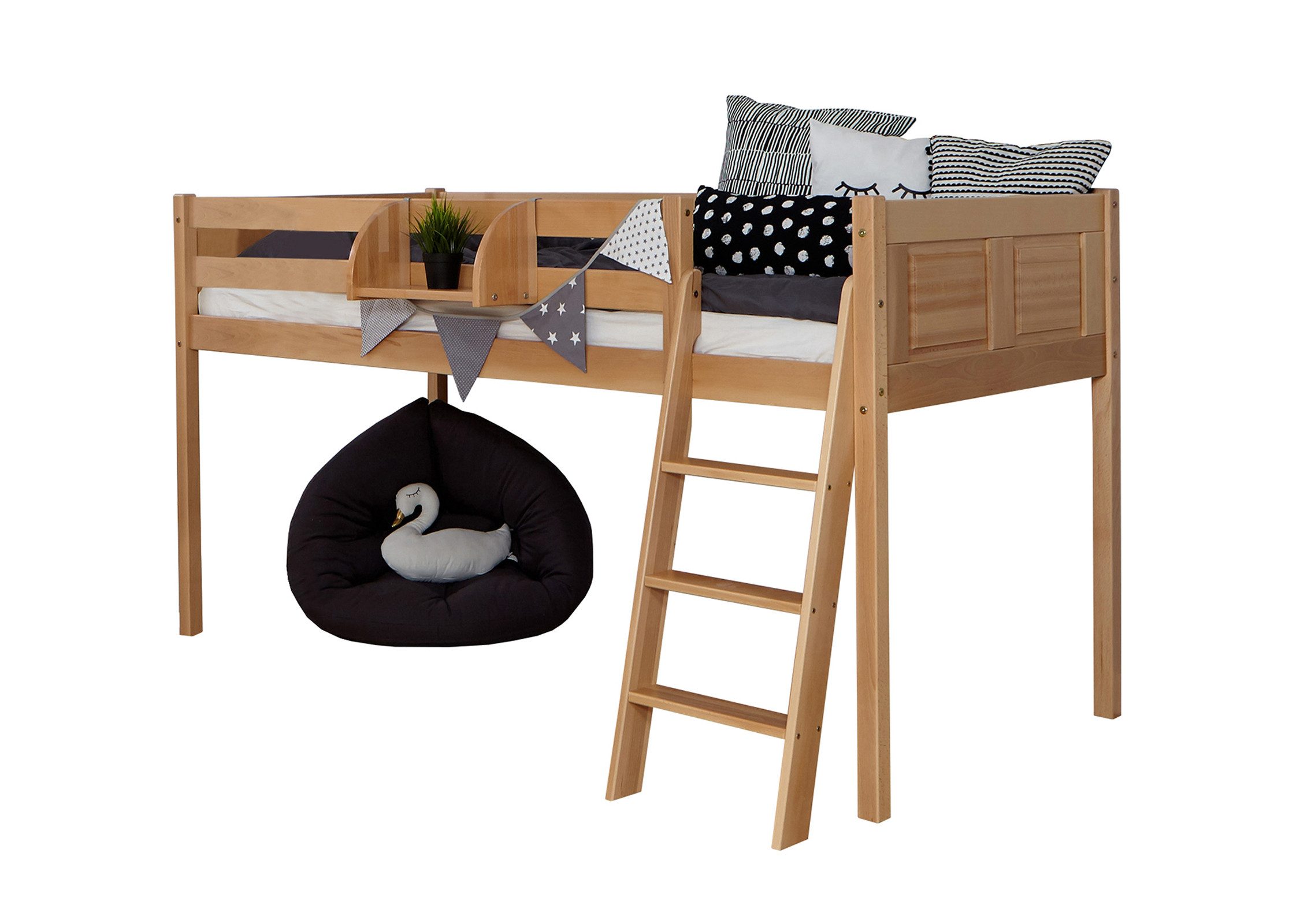 Ticaa Hochbett Hochbett "Eric" Country Buche Natur