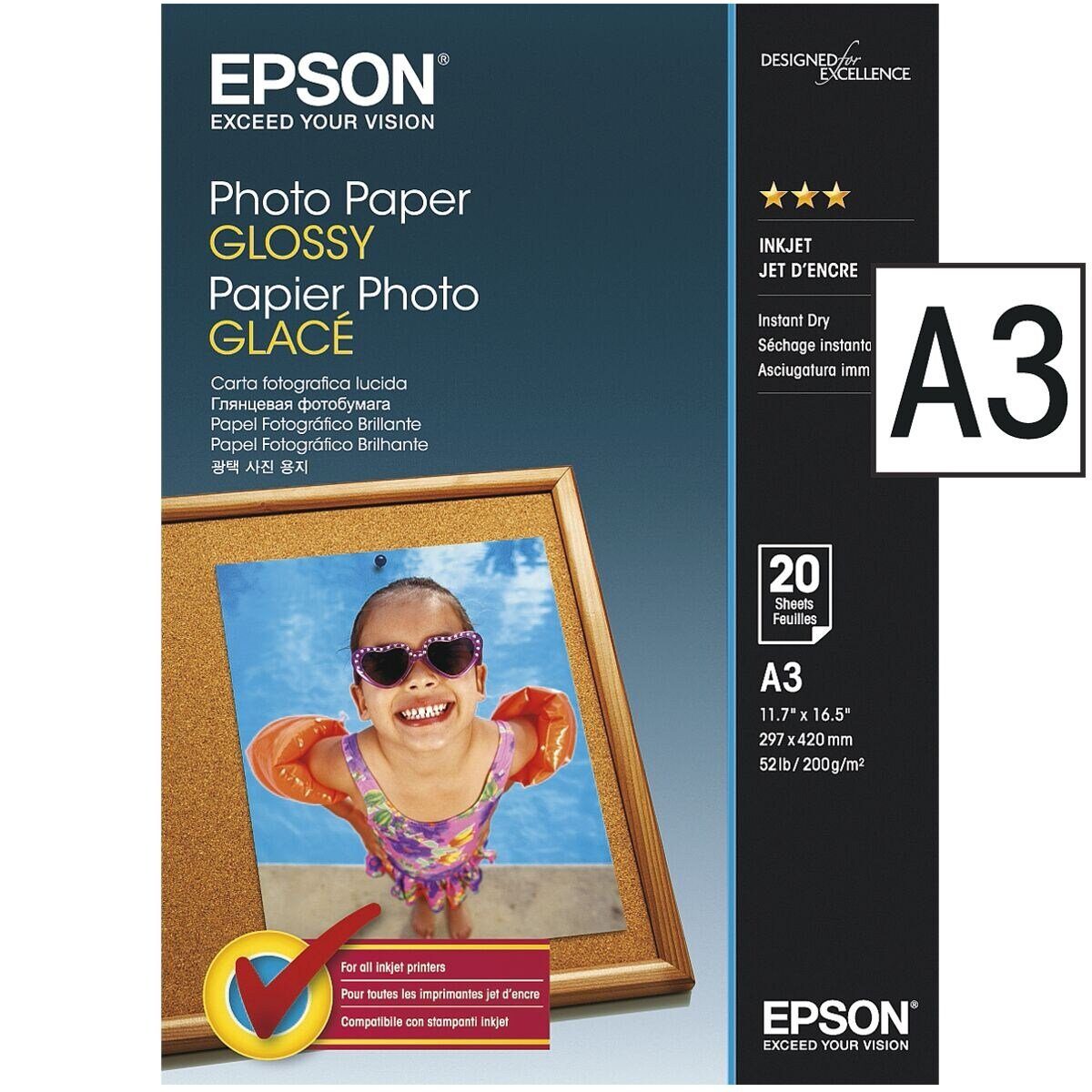 Epson Фото бумага Photo Paper Glossy, Format A3, glänzend, 200 g/m², 20 Blatt