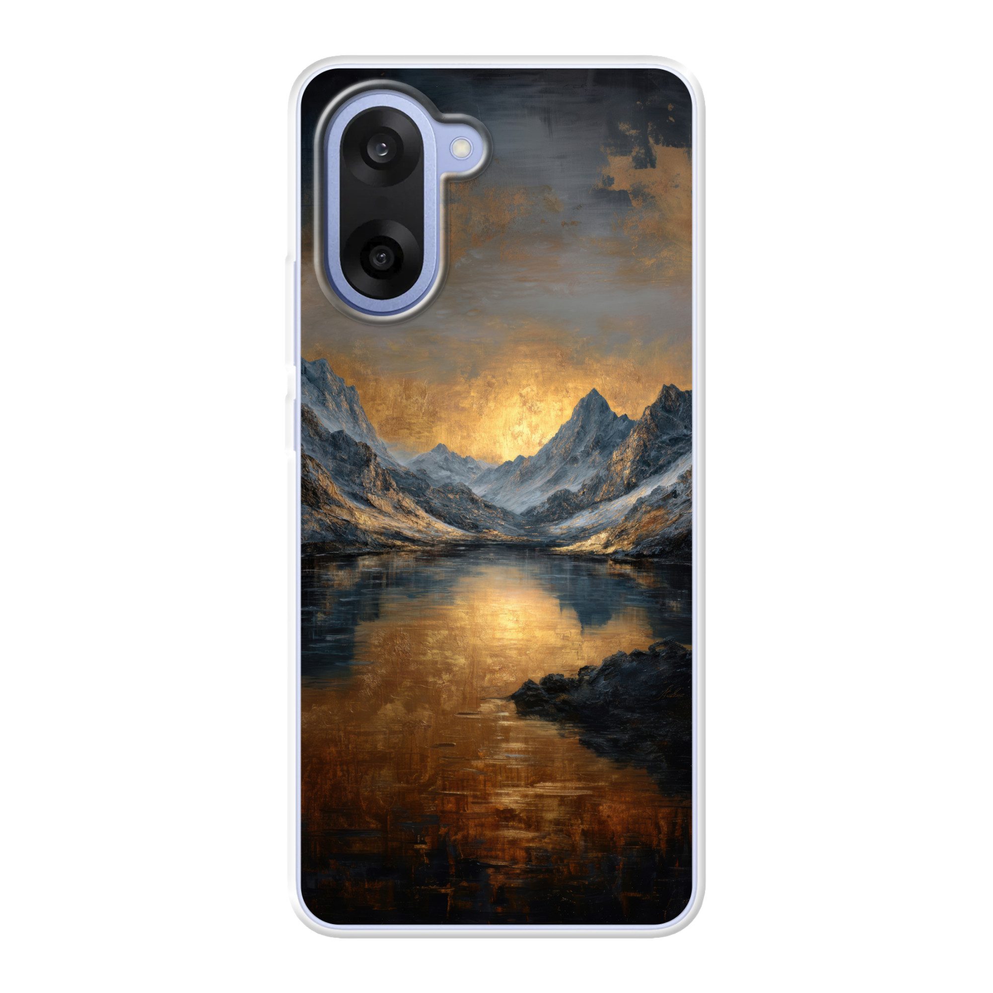 MuchoWow Handyhülle für OnePlus Nord CE5 Bergkulisse mit goldenem Sonnenuntergang, Phone Case, Silikon, Schutzhülle Dünn