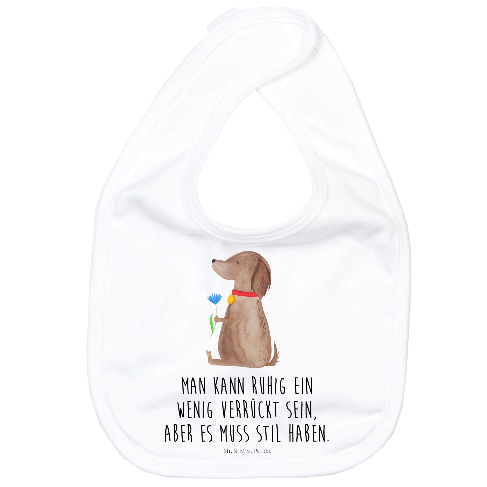 Tragetuch Hund Blume - Weiß - Geschenk, Hundeliebe, Babylätzchen Mit Klettversc