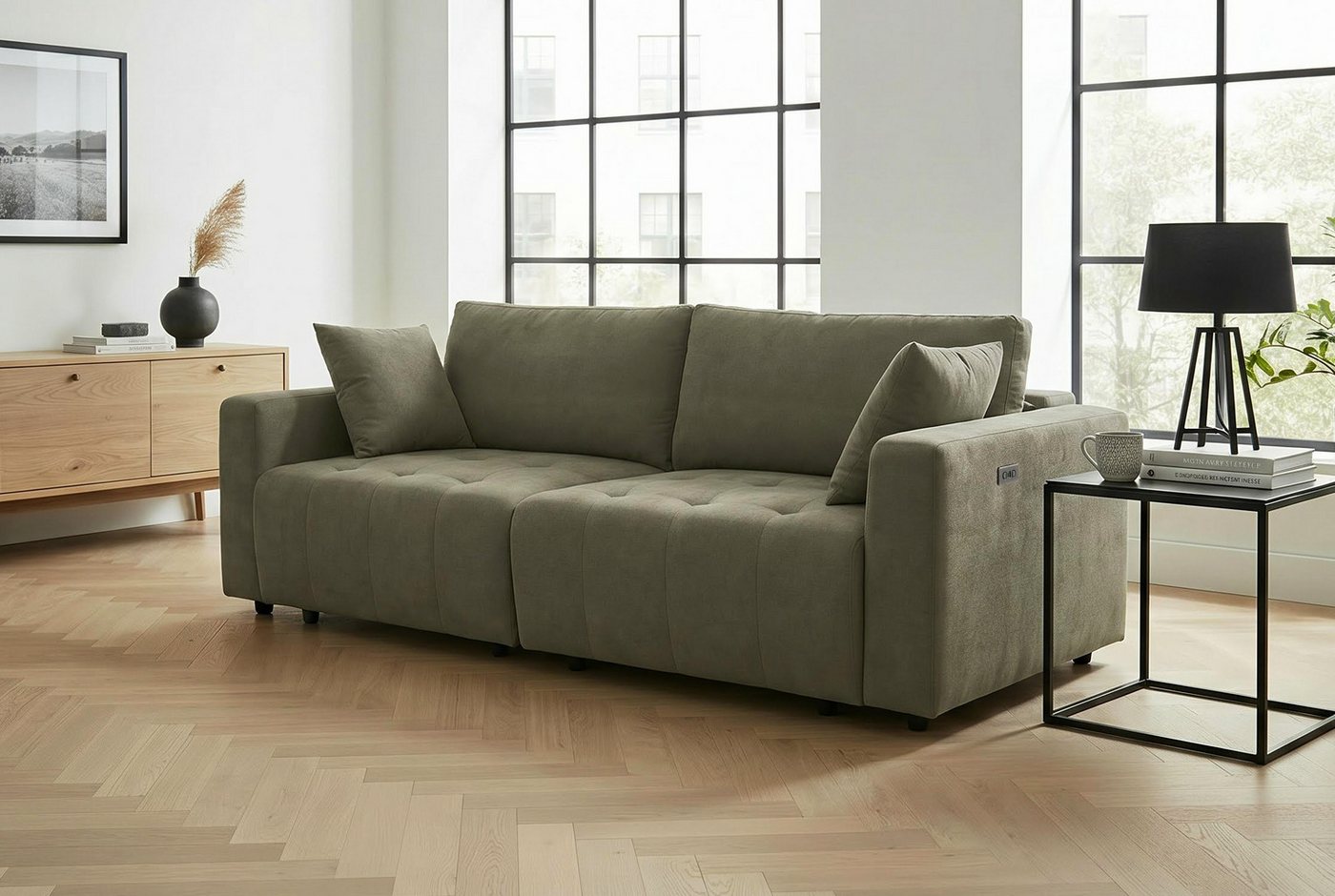 OTTO home 2,5-Sitzer ELIANN, 2 elektrische Sitzvorzüge, auch als Ecke stellbar, mit USB A/C-Anschluss. Federkern, Webstoff, 45cm …