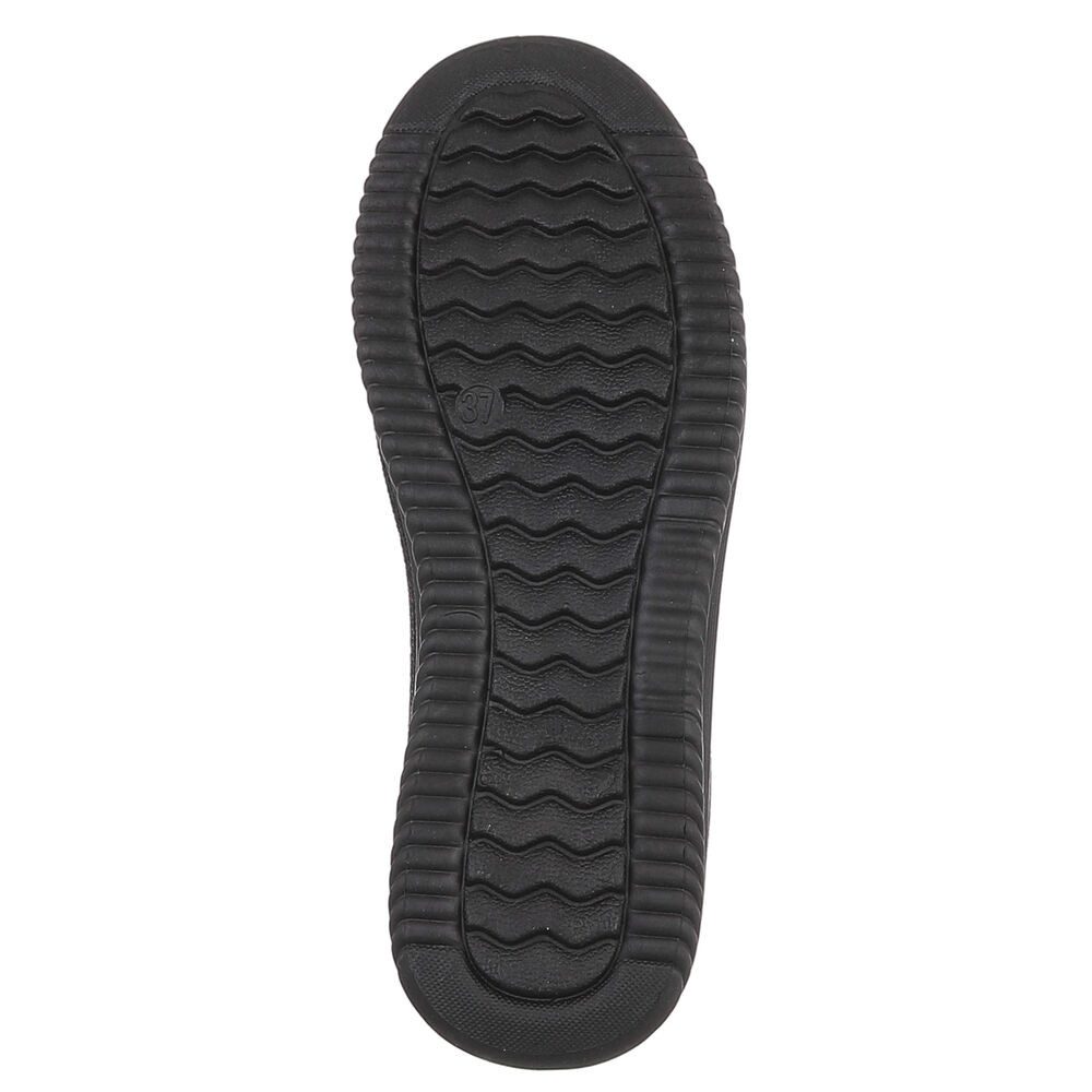 Ital-Design Leichter Freizeitschuh mit atmungsaktivem Obermaterial Slipper (91512048) Keilabsatz/Wedge Mokassins in Schwarz