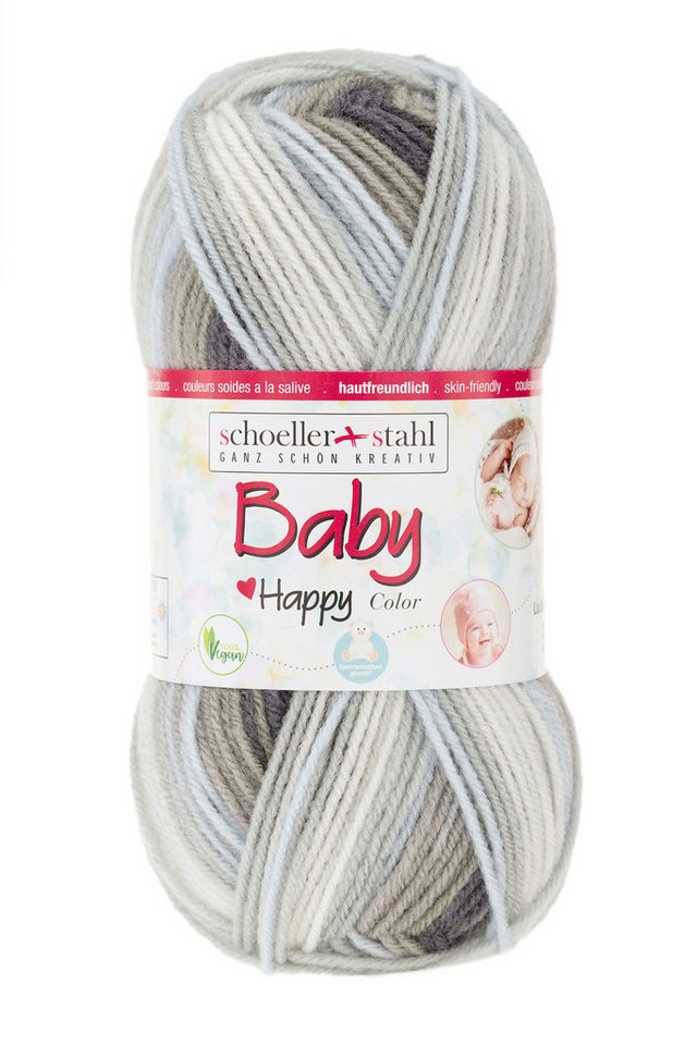 Schoeller + Stahl Baby Happy Color Häkelwolle, 185 m, wunderbar weiches, pflegeleichtes Garn mit fröhlichen Farbakzenten