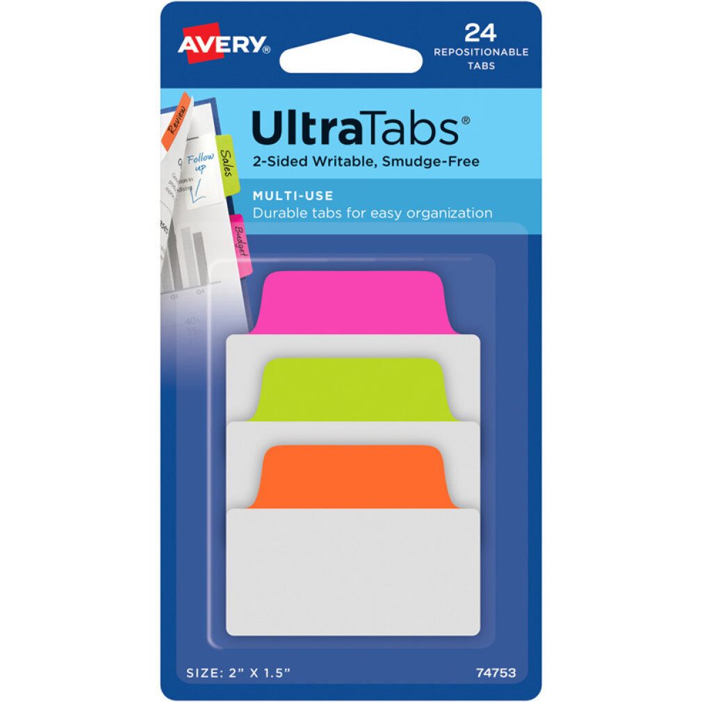 Avery Zweckform Notizzettel AVERY Zweckform UltraTabs Multi-Use Haftmarker farbsortiert 24 Blatt