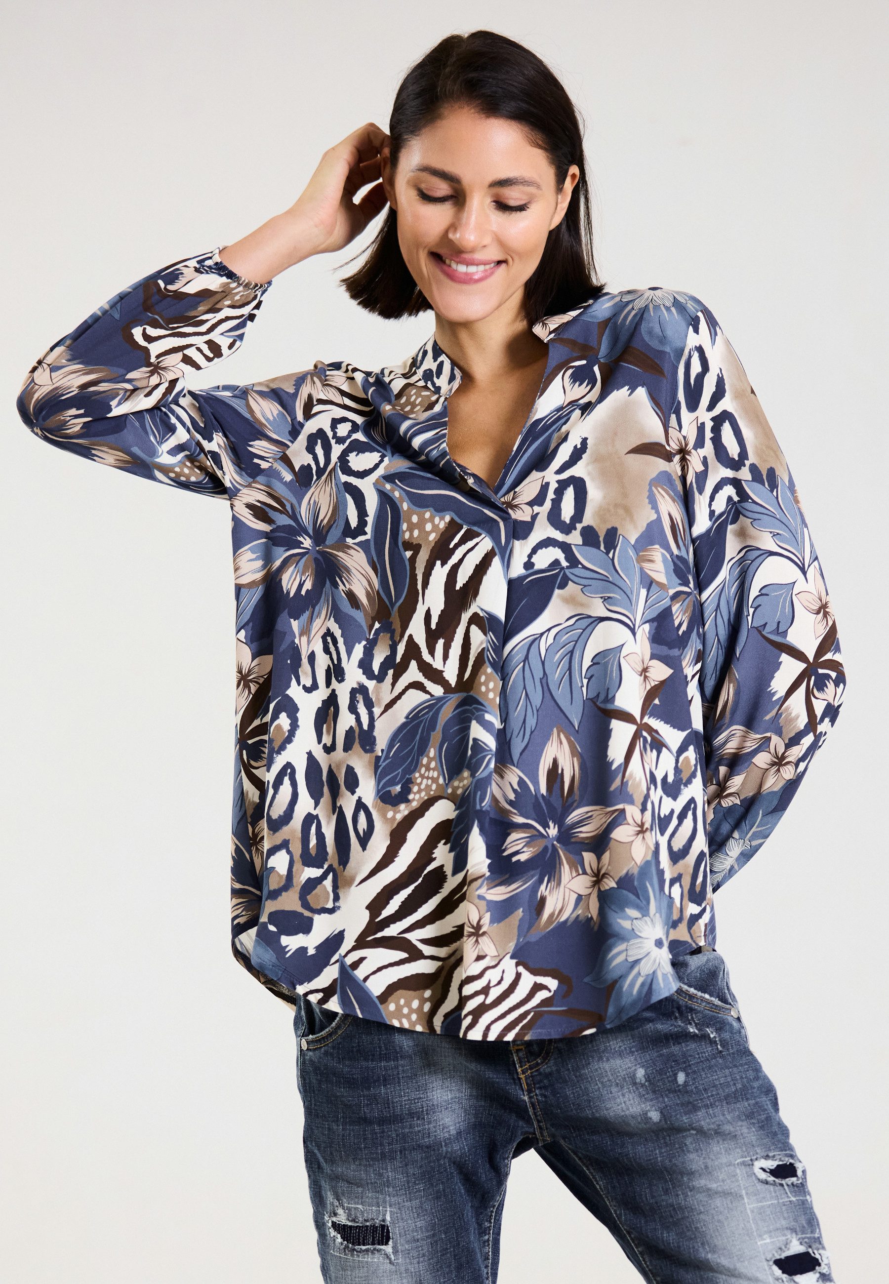 Andijamo-Fashion Schlupfbluse WILD ELEGANCE Bluse kombiniert exotischen Ani günstig online kaufen