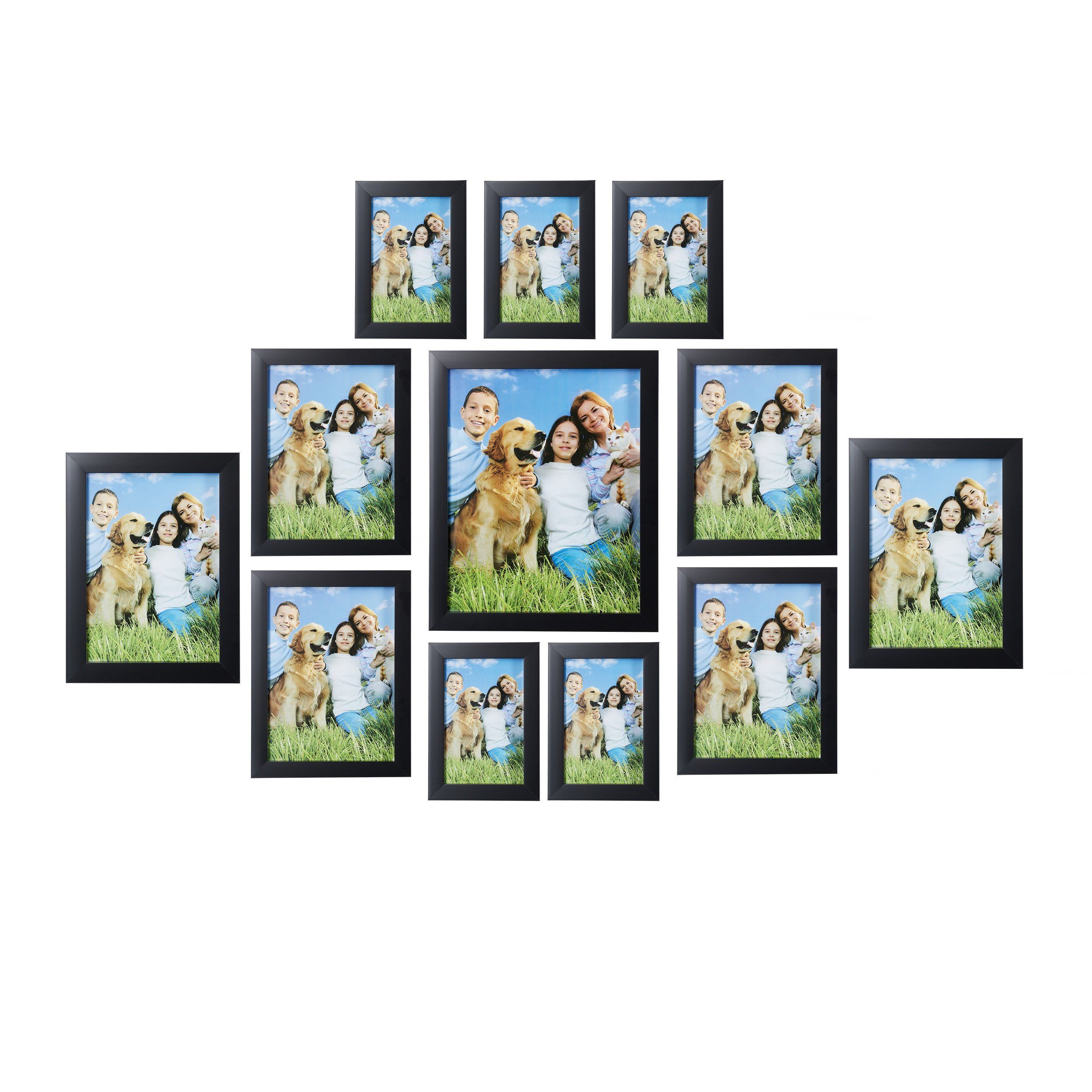 relaxdays Bilderrahmen 12er Set, Schwarz günstig online kaufen