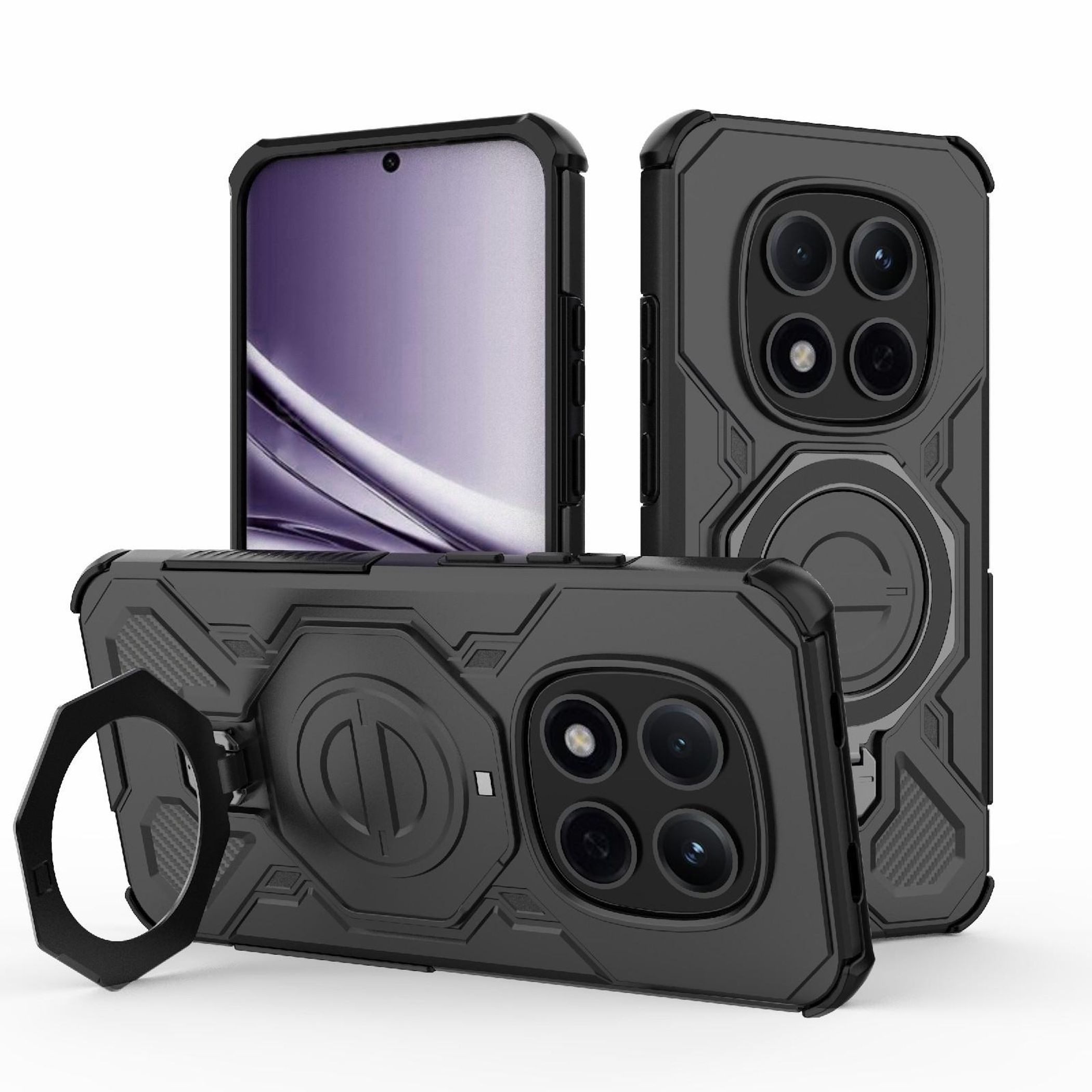 Wigento Handyhülle Für Xiaomi Redmi Note 15 Pro 5G MagSafe Magnet TPU PC Hülle Schwarz, MagSafe-kompatibel, Ringhalterung