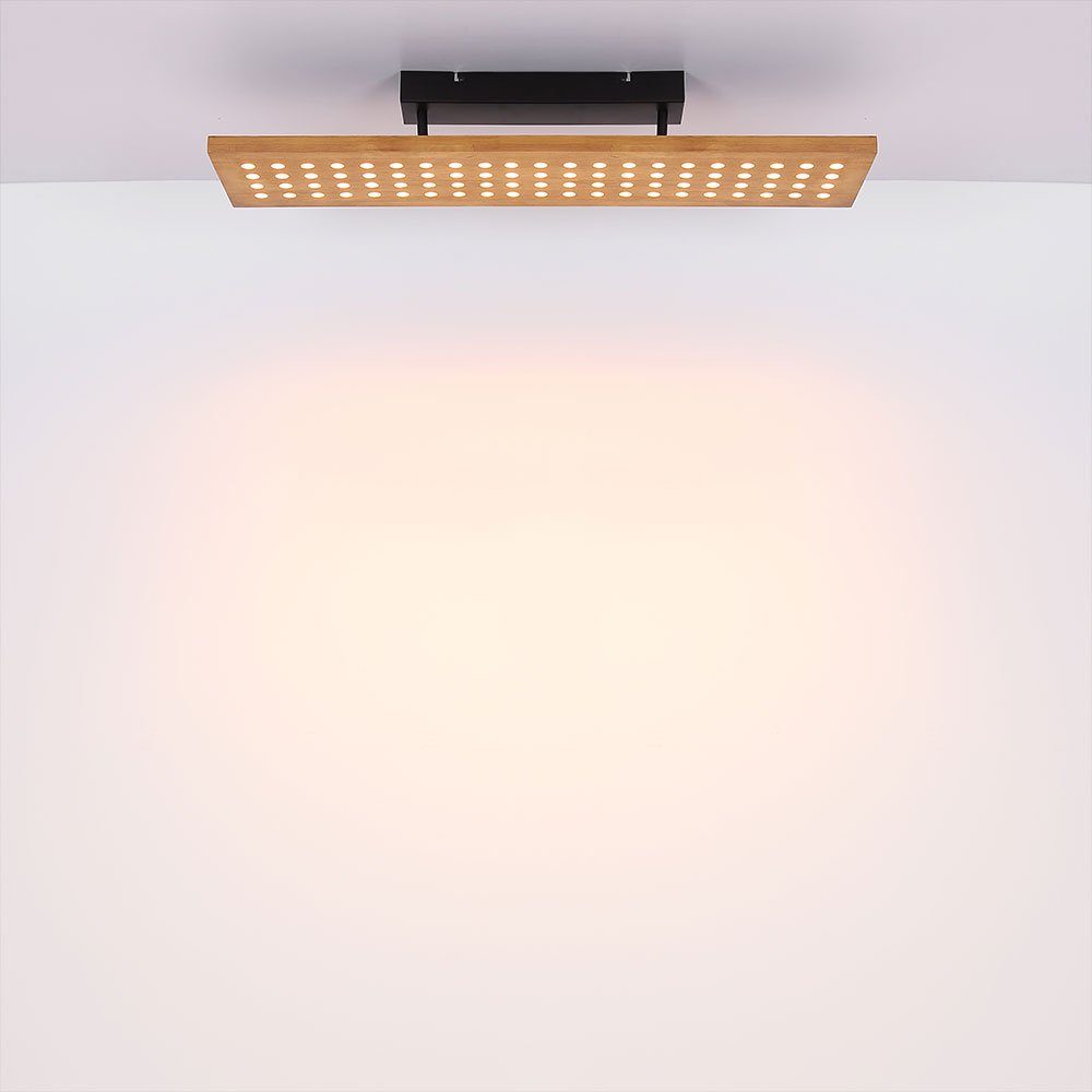Deckenleuchte, LED LED Stufen Deckenleuchte Globo Holzlampe fest LED-Leuchtmittel dimmbar 3 Warmweiß, Wohnzimmer, Deckenlampe verbaut,