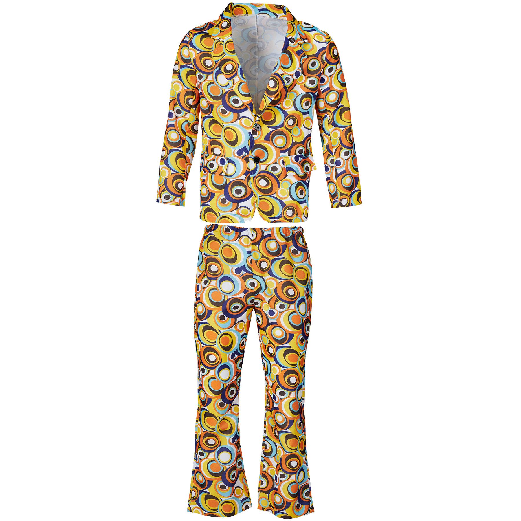 dressforfun Hippie-Kostüm Herrenkostüm, Kreis-Muster in bunten Farben.