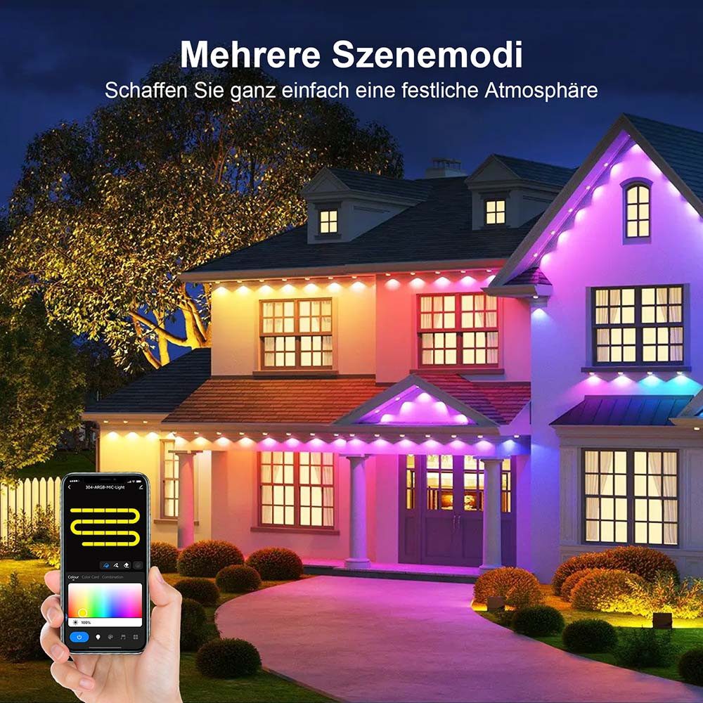 Rosnek LED Stripe RGB Lichtstreifen Außen IP67 Smart LED Streifen Dimmbar Timer APP – Bild 5 von 5
