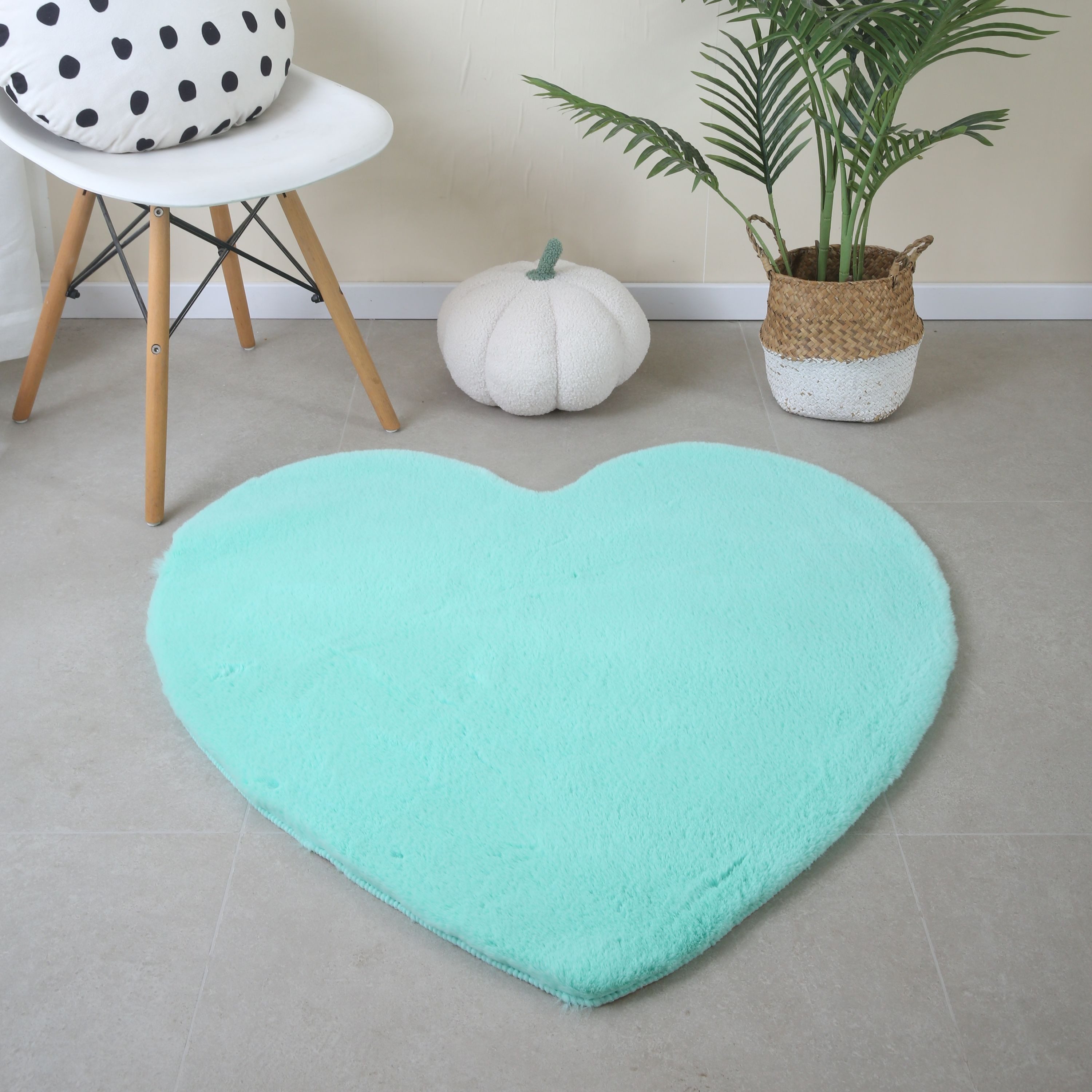 Fellteppich Herz Form, Carpettex, Rund, Höhe: 25 mm, Teppich Plüsch Einfarbig Herzform Kunstfell Kinderzimmer